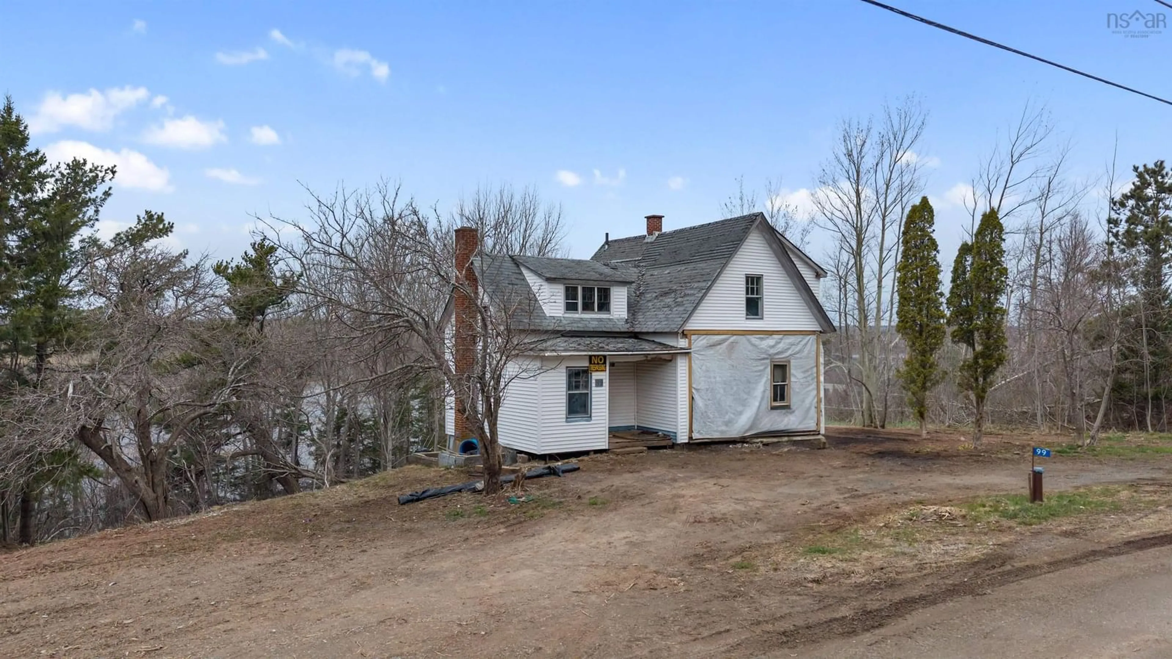 A pic from outside/outdoor area/front of a property/back of a property/a pic from drone, unknown for 99 Shore Rd, Sutherlands River Nova Scotia B0K 1G0