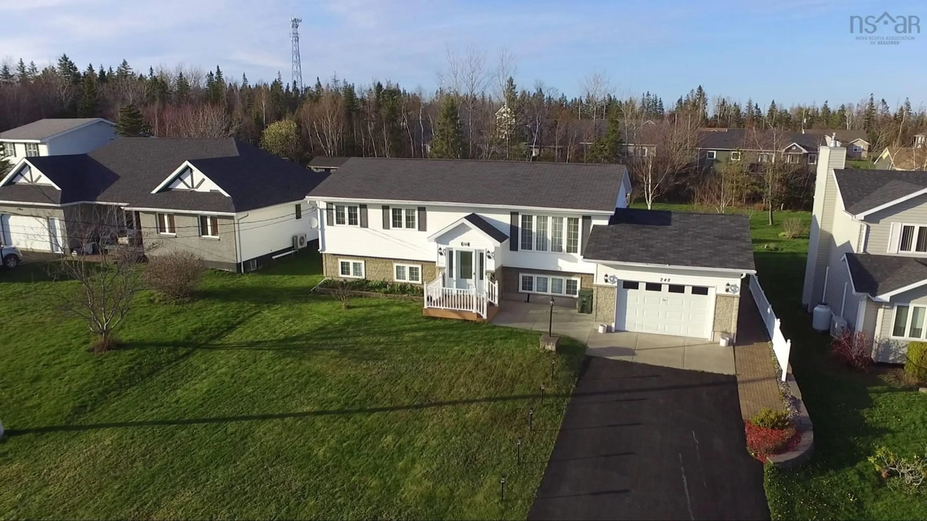 A pic from outside/outdoor area/front of a property/back of a property/a pic from drone, unknown for 248 Braemar Dr, Westmount Nova Scotia B1R 1V9