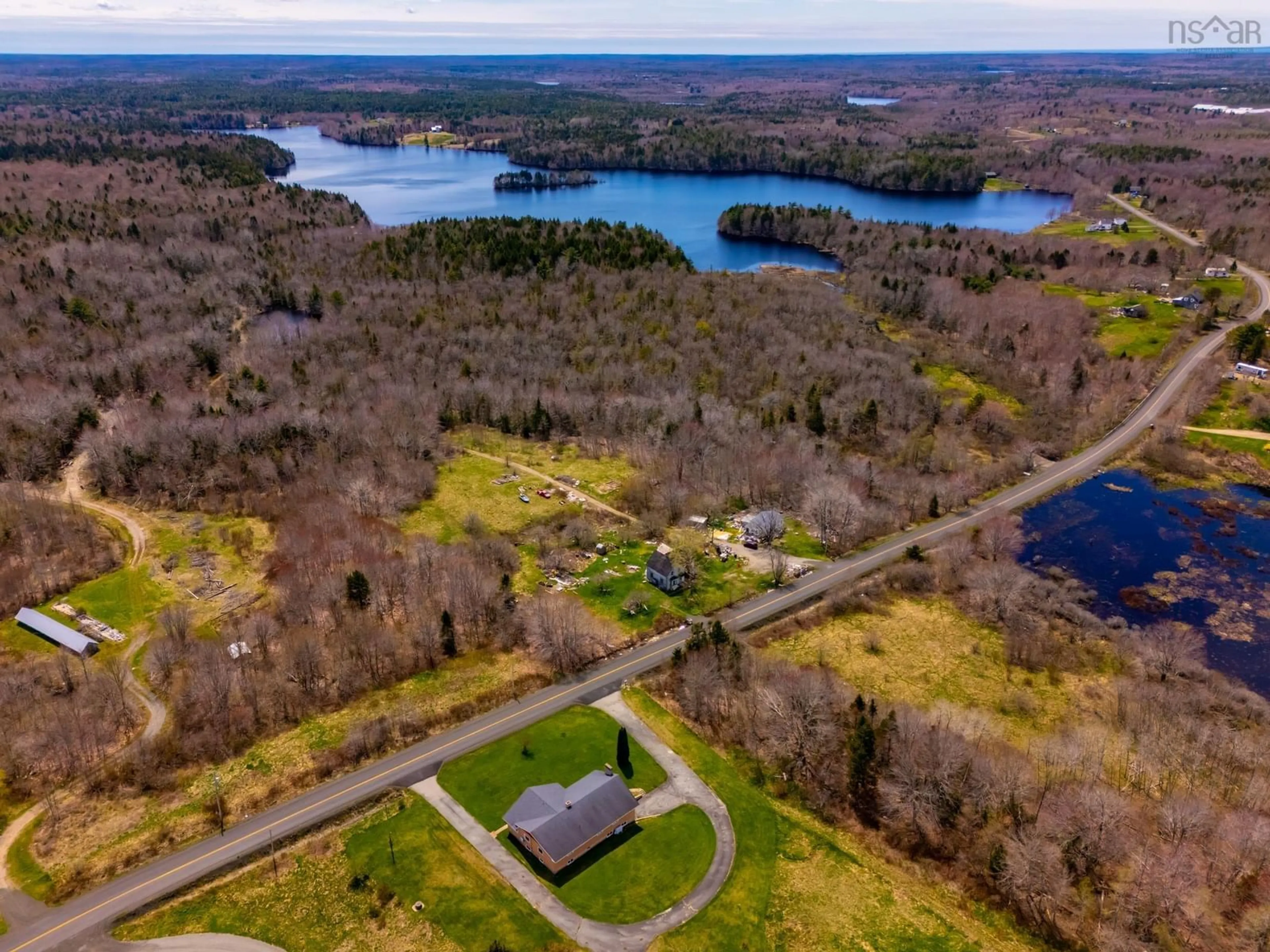 A pic from outside/outdoor area/front of a property/back of a property/a pic from drone, water/lake/river/ocean view for 335 Danvers Road, Danvers Nova Scotia B0W 3T0