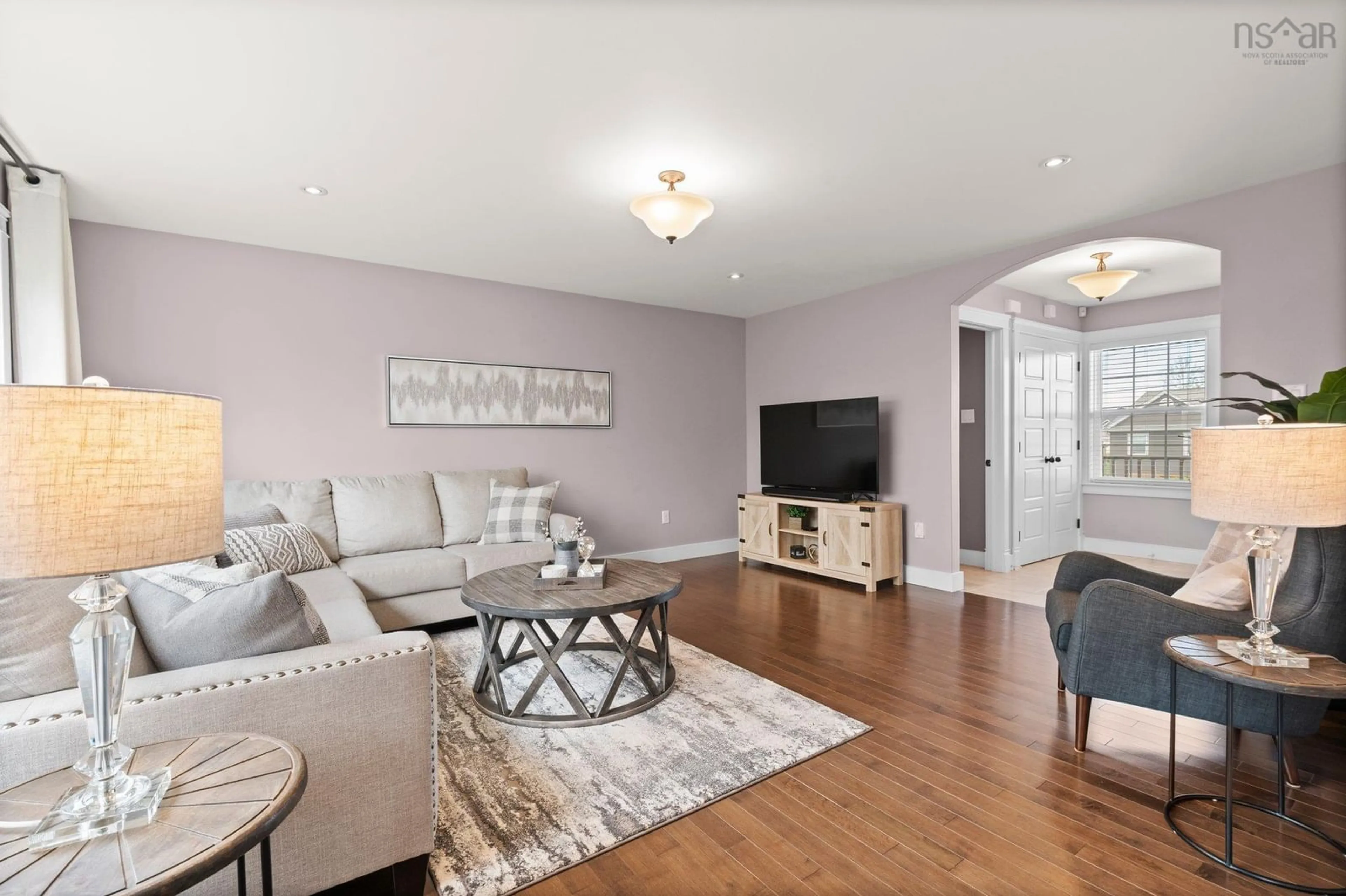Living room with furniture, wood/laminate floor for 56 Turner James Ave, Lantz Nova Scotia B2S 0B8