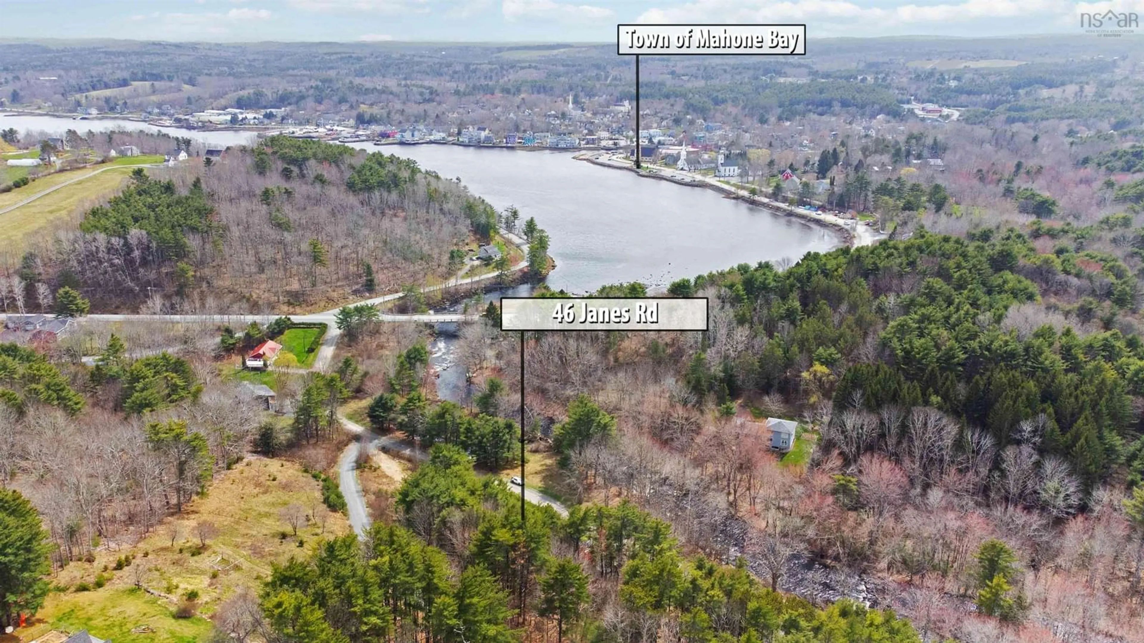 A pic from outside/outdoor area/front of a property/back of a property/a pic from drone, water/lake/river/ocean view for 46 Janes Rd, Oakland Nova Scotia B0J 2E0