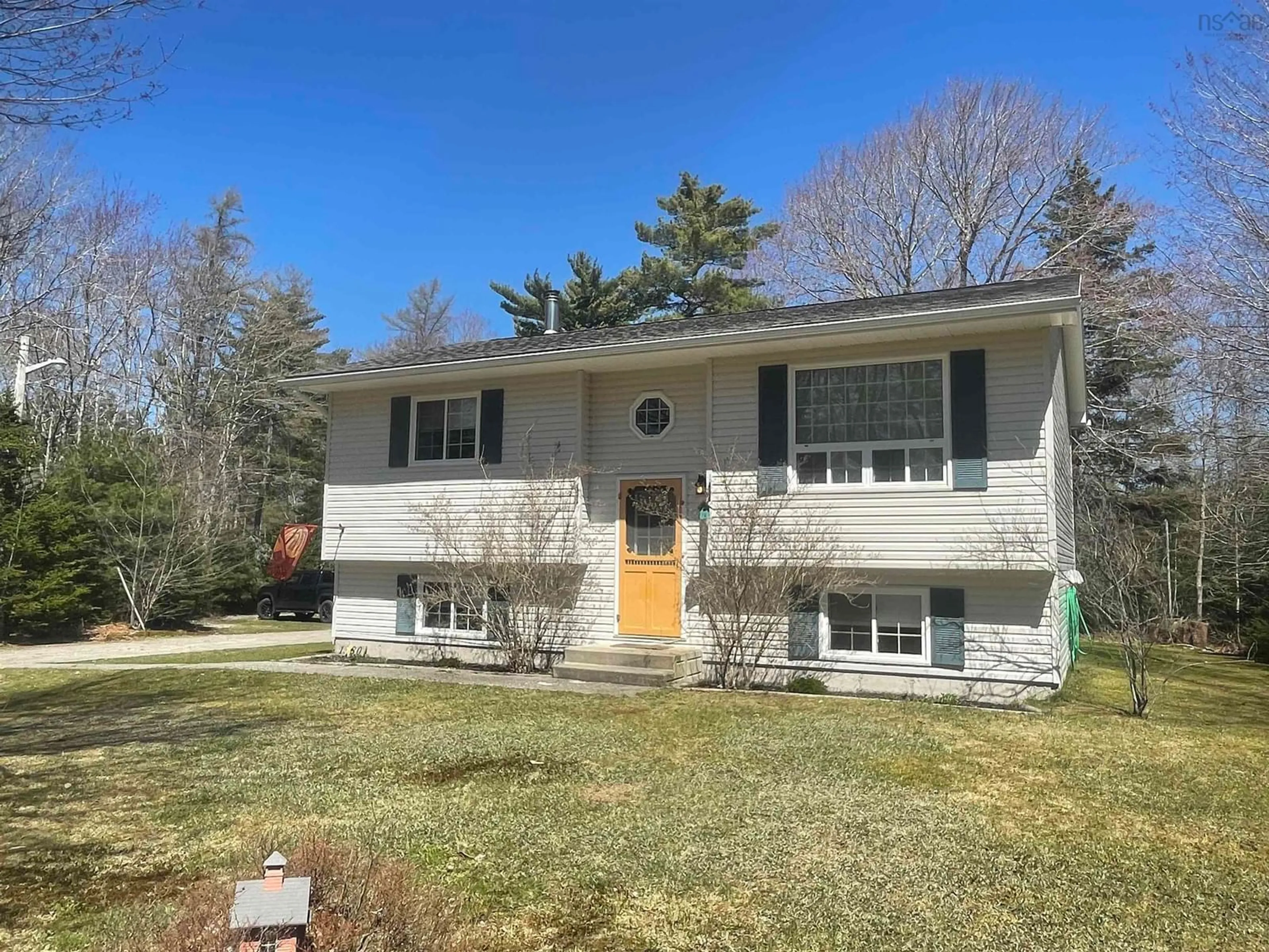 Home with vinyl exterior material, street for 1380 Lake Rd, Sandy Point Nova Scotia B0T 1W0