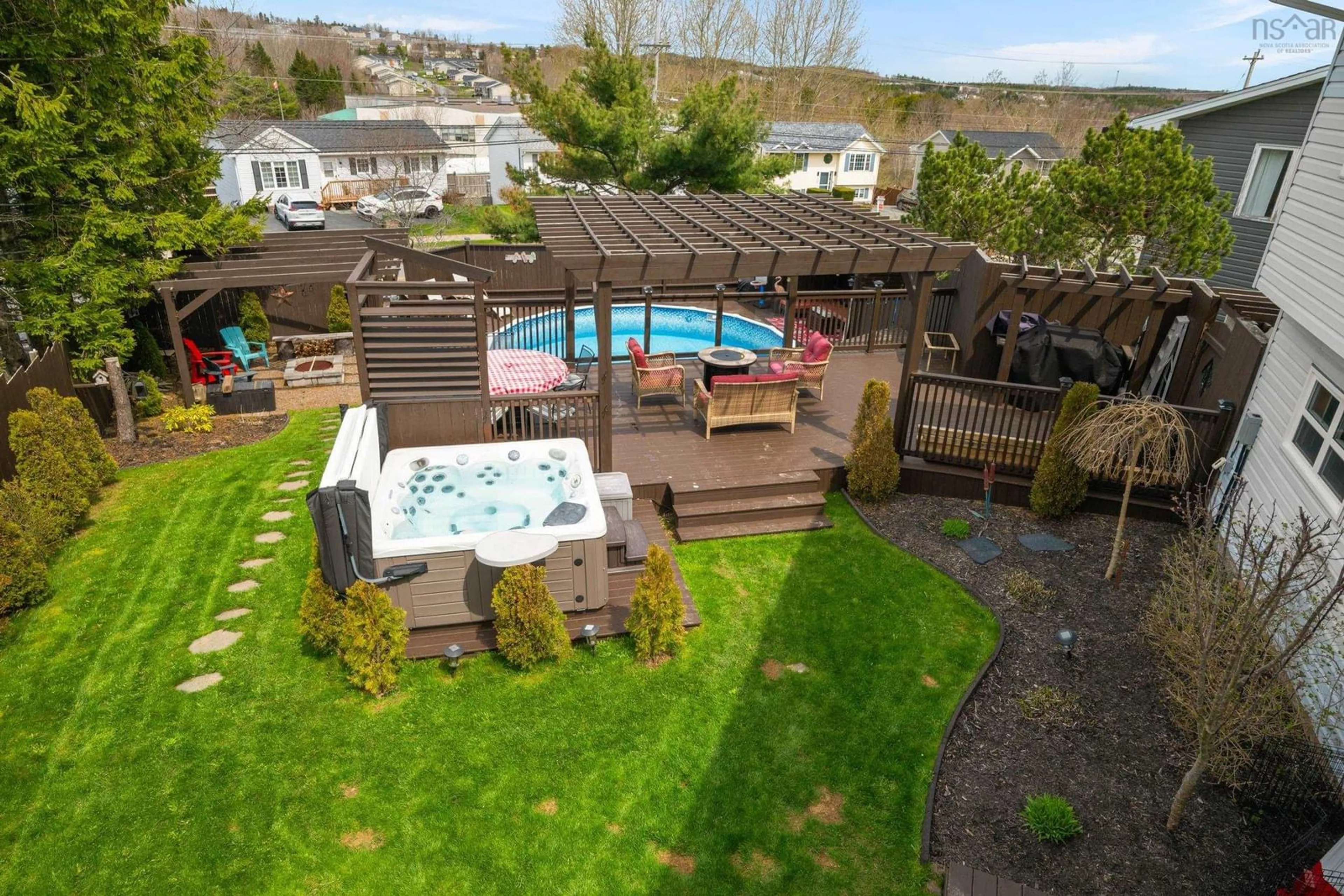 A pic from outside/outdoor area/front of a property/back of a property/a pic from drone, water/lake/river/ocean view for 22 Braemont Crt, Middle Sackville Nova Scotia B4E 3A1