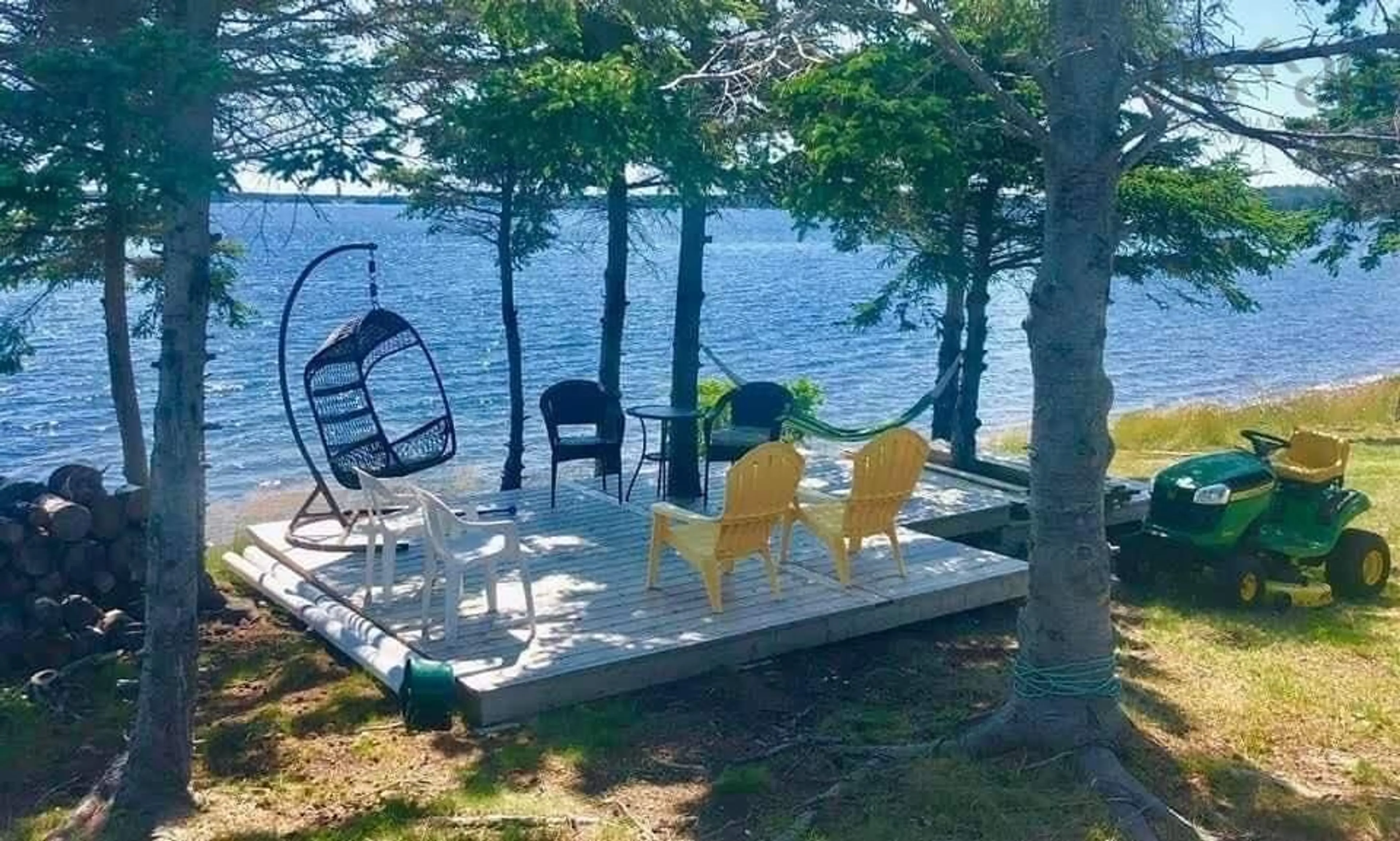 Patio, water/lake/river/ocean view for 85 Mariner Dr, River Bourgeois Nova Scotia B0E 2X0