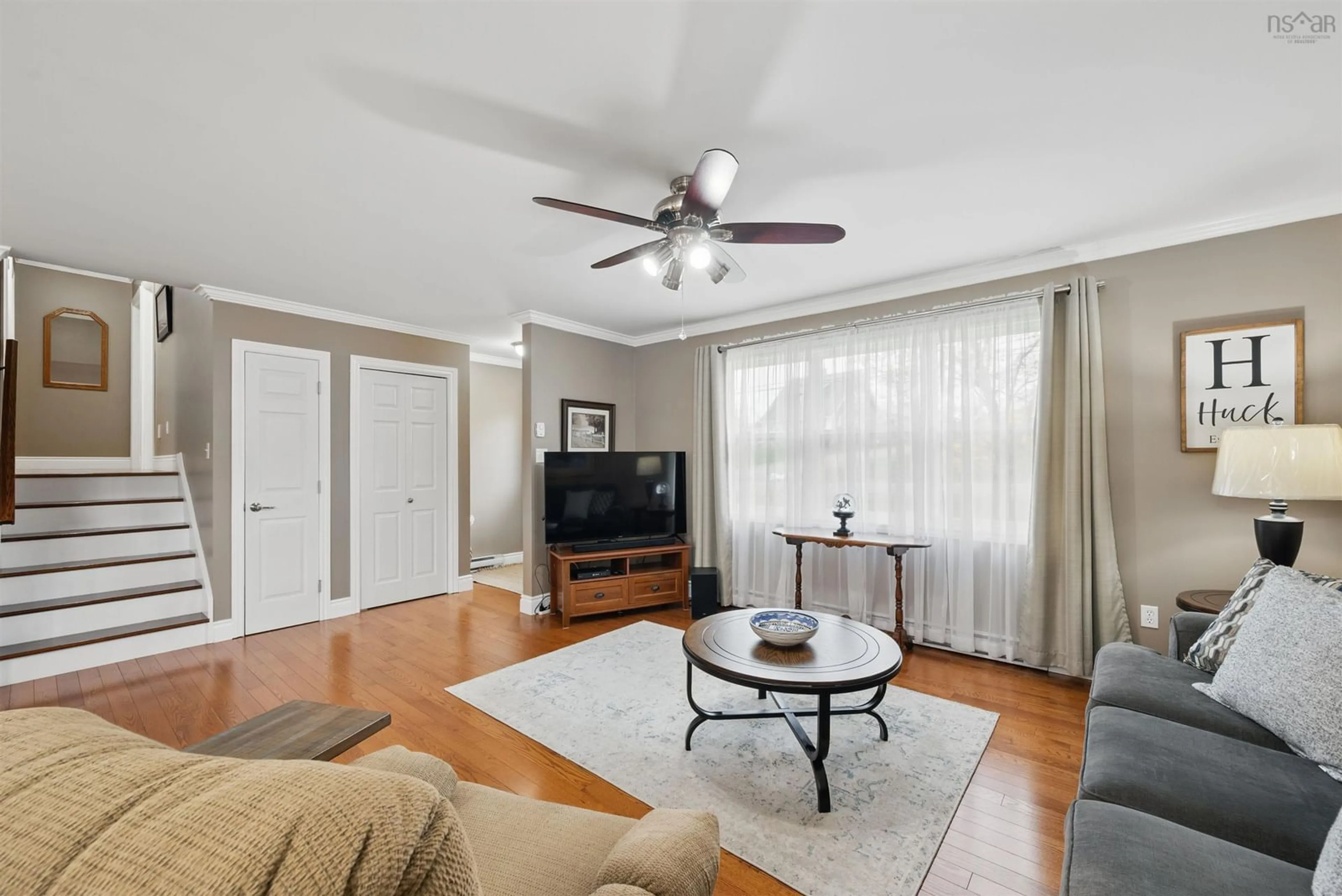Living room with furniture, wood/laminate floor for 224 Falmouth Back Rd, Falmouth Nova Scotia B0P 1P0