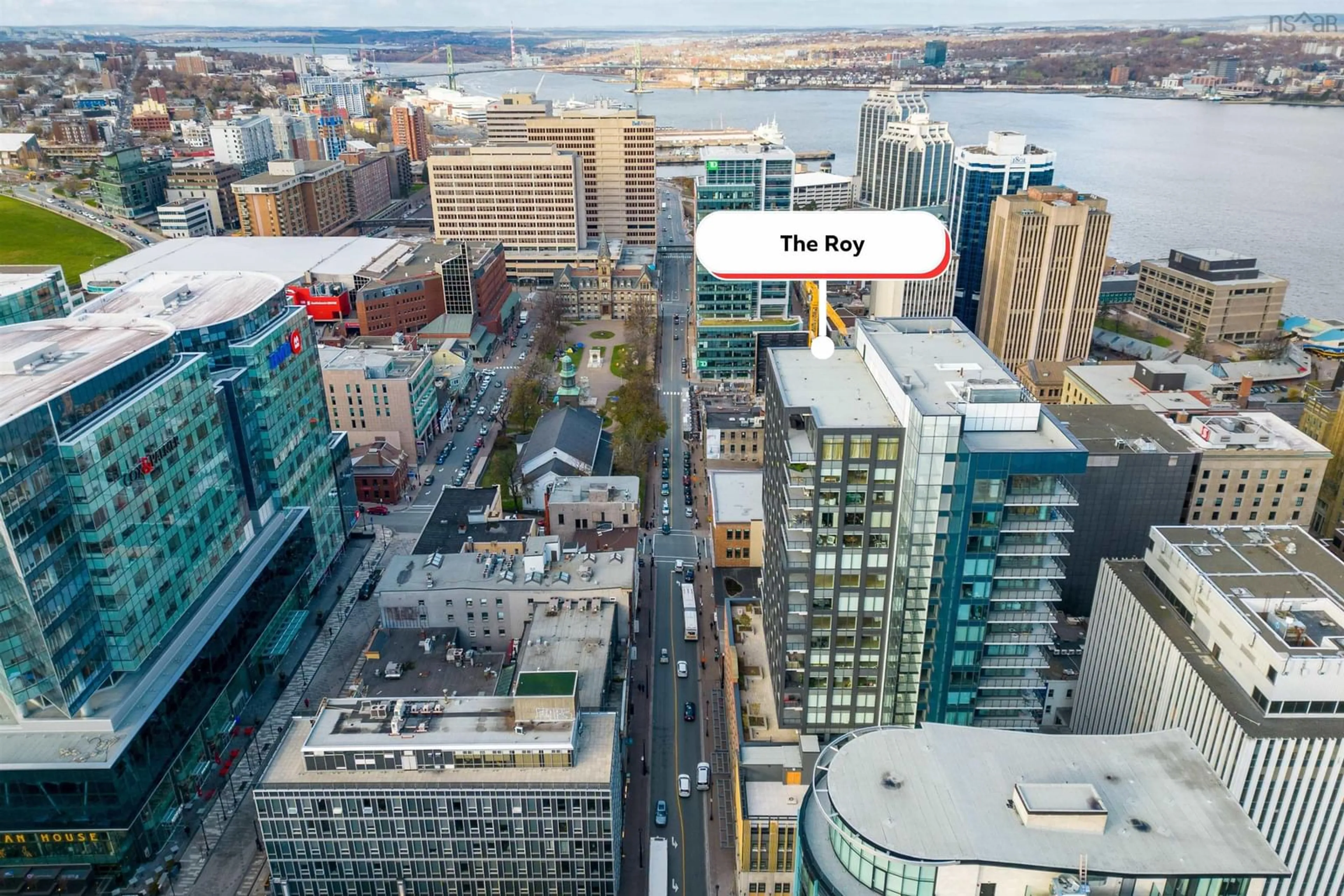 A pic from outside/outdoor area/front of a property/back of a property/a pic from drone, city buildings view from balcony for 1650 Granville St #1101, Halifax Peninsula Nova Scotia B3J 0E1