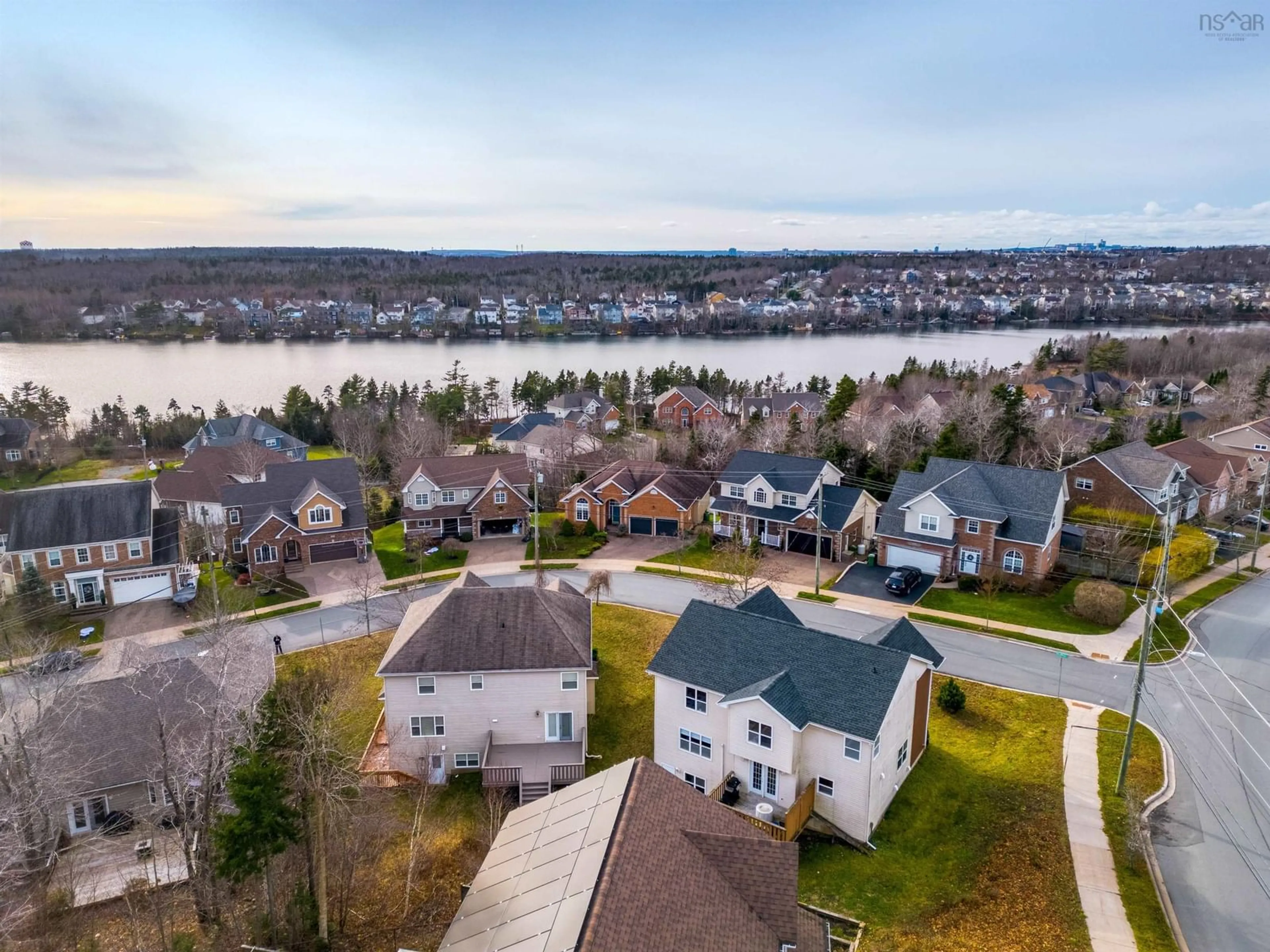 A pic from outside/outdoor area/front of a property/back of a property/a pic from drone, water/lake/river/ocean view for 16 Bellbrook Cres, Dartmouth Nova Scotia B2W 6S2