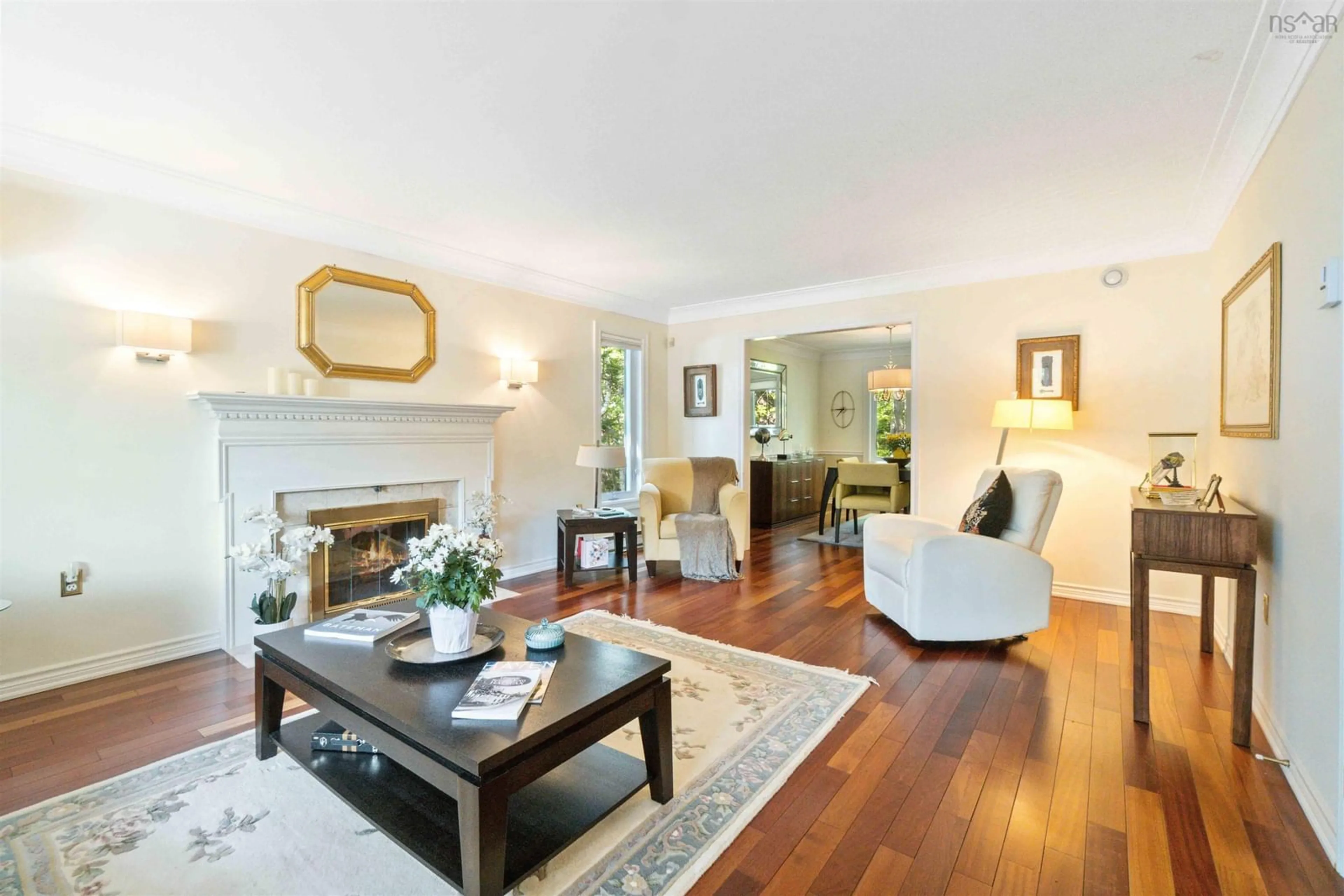 Living room with furniture, wood/laminate floor for 47 Rockhaven Dr, Halifax Nova Scotia B3M 4C8