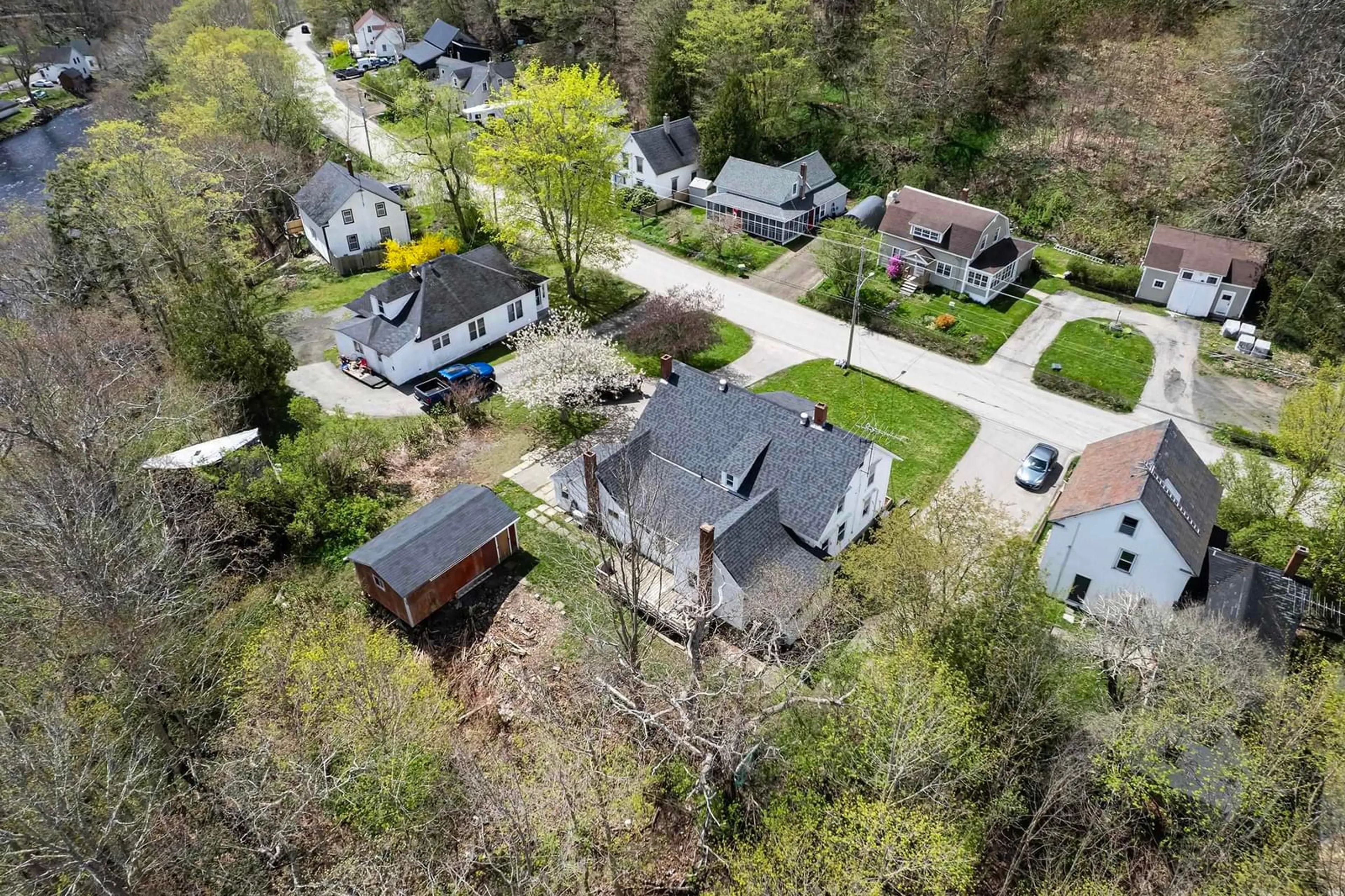 A pic from outside/outdoor area/front of a property/back of a property/a pic from drone, street for 1361 River Rd, Bear River Nova Scotia B0S 1B0