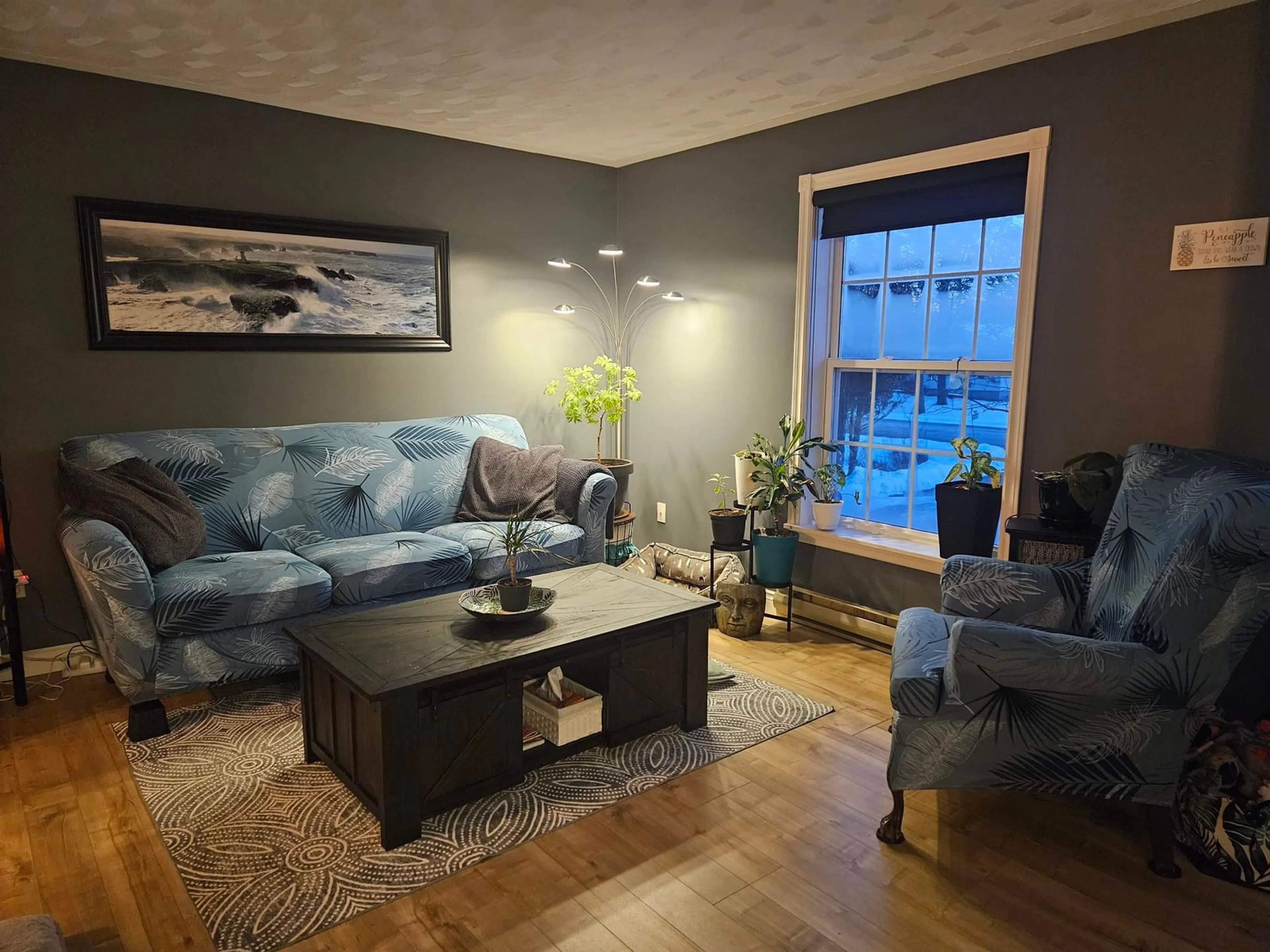 Living room with furniture, wood/laminate floor for 205 Old Court House Branch Rd, Valley Nova Scotia B6L 3X4