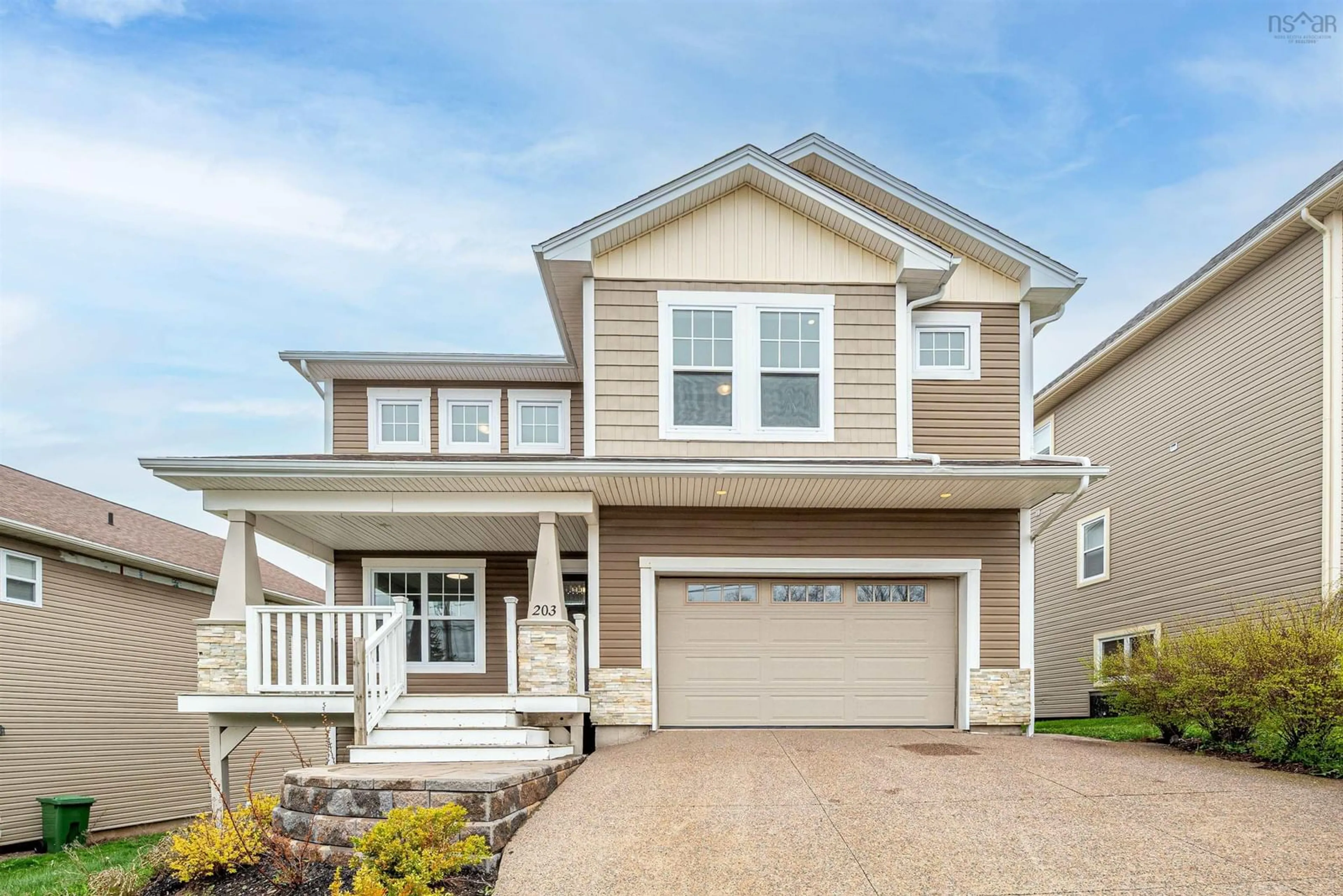 Home with vinyl exterior material, street for 203 Maple Grove Ave, Timberlea Nova Scotia B3T 0C7