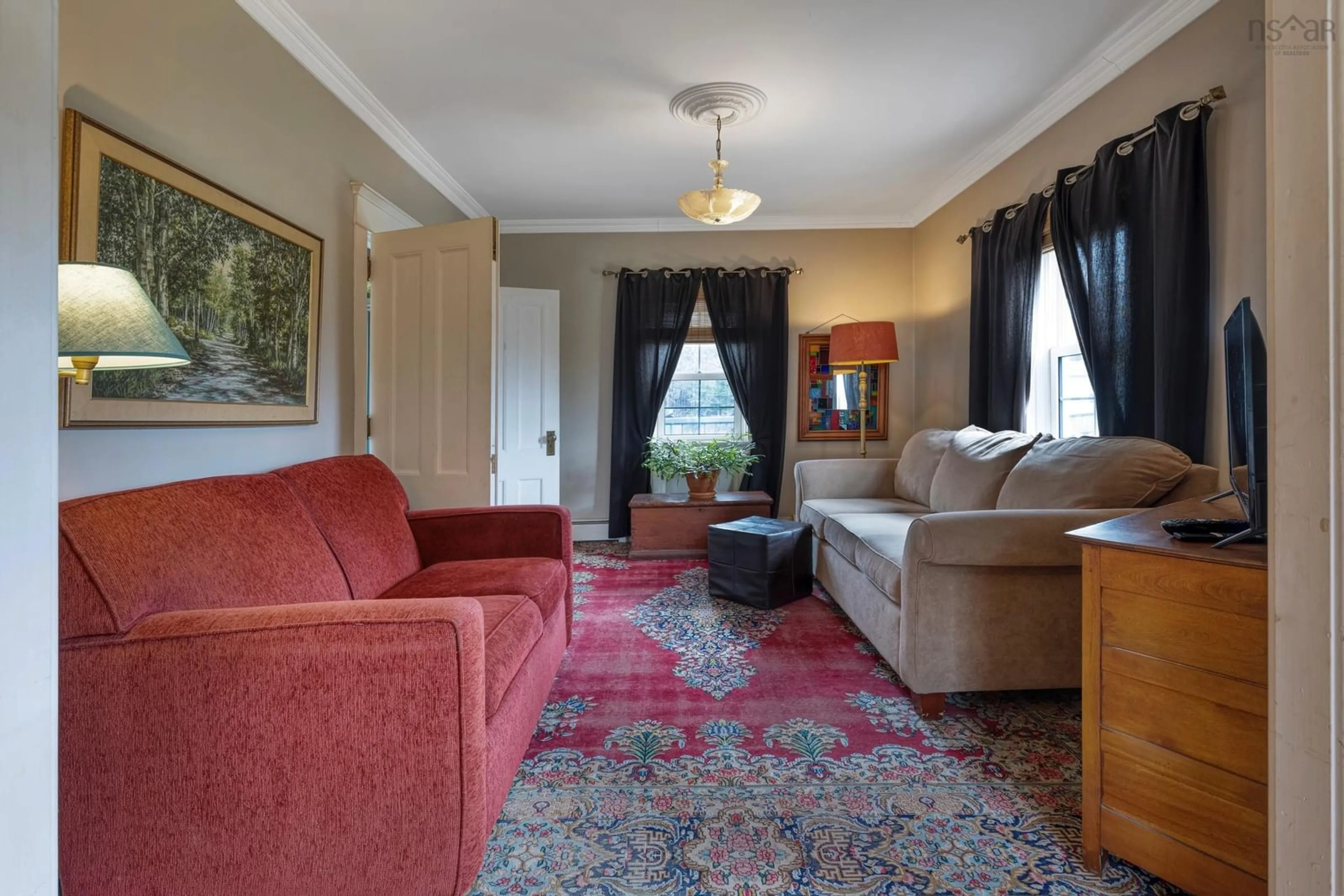 Living room with furniture, carpet floor for 39 Petite Riviere Rd, Petite Rivière Nova Scotia B4V 5Z2