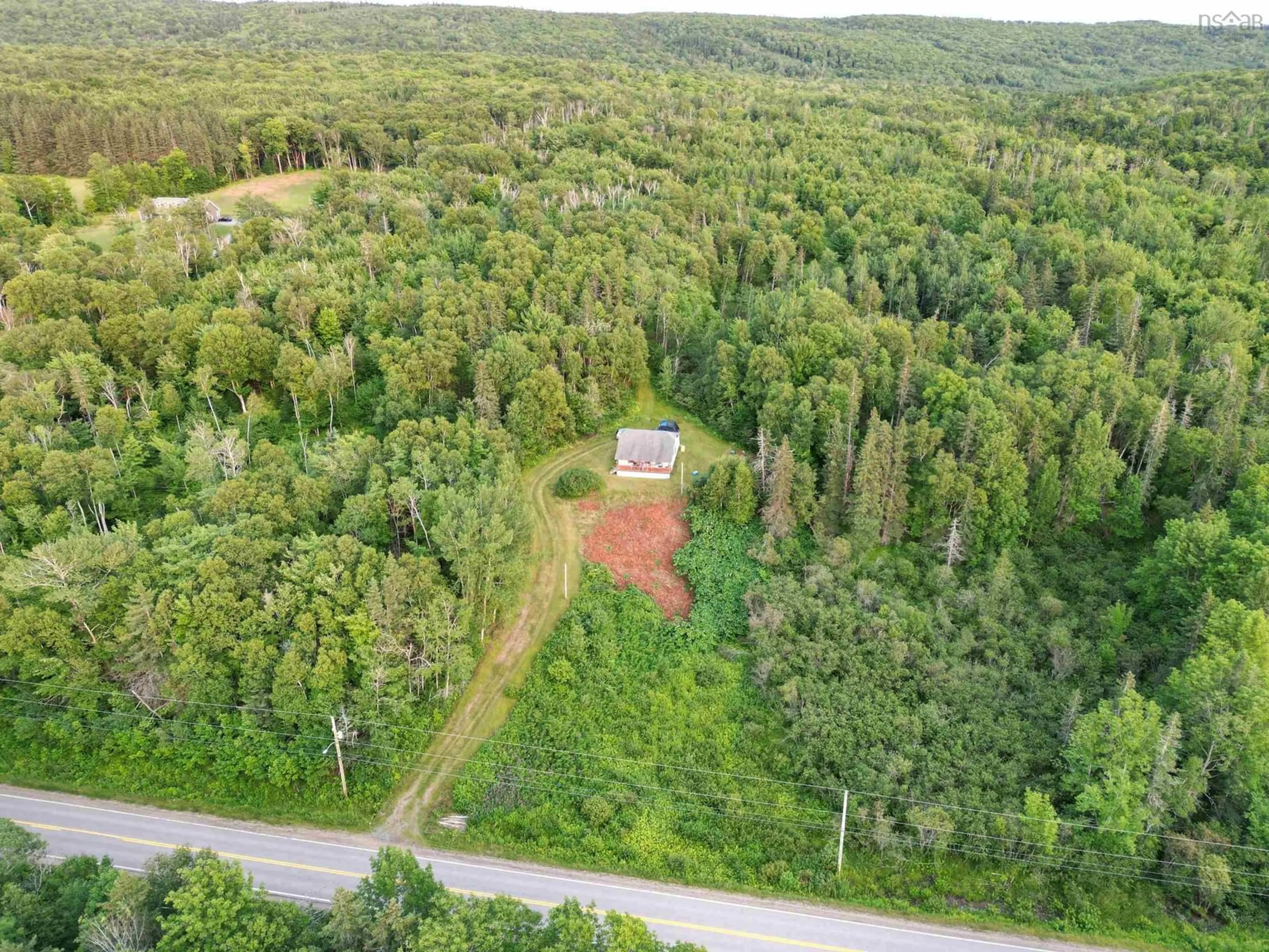 A pic from outside/outdoor area/front of a property/back of a property/a pic from drone, forest/trees view for 7319 223 Hwy, Big Beach Nova Scotia B1T 1M2