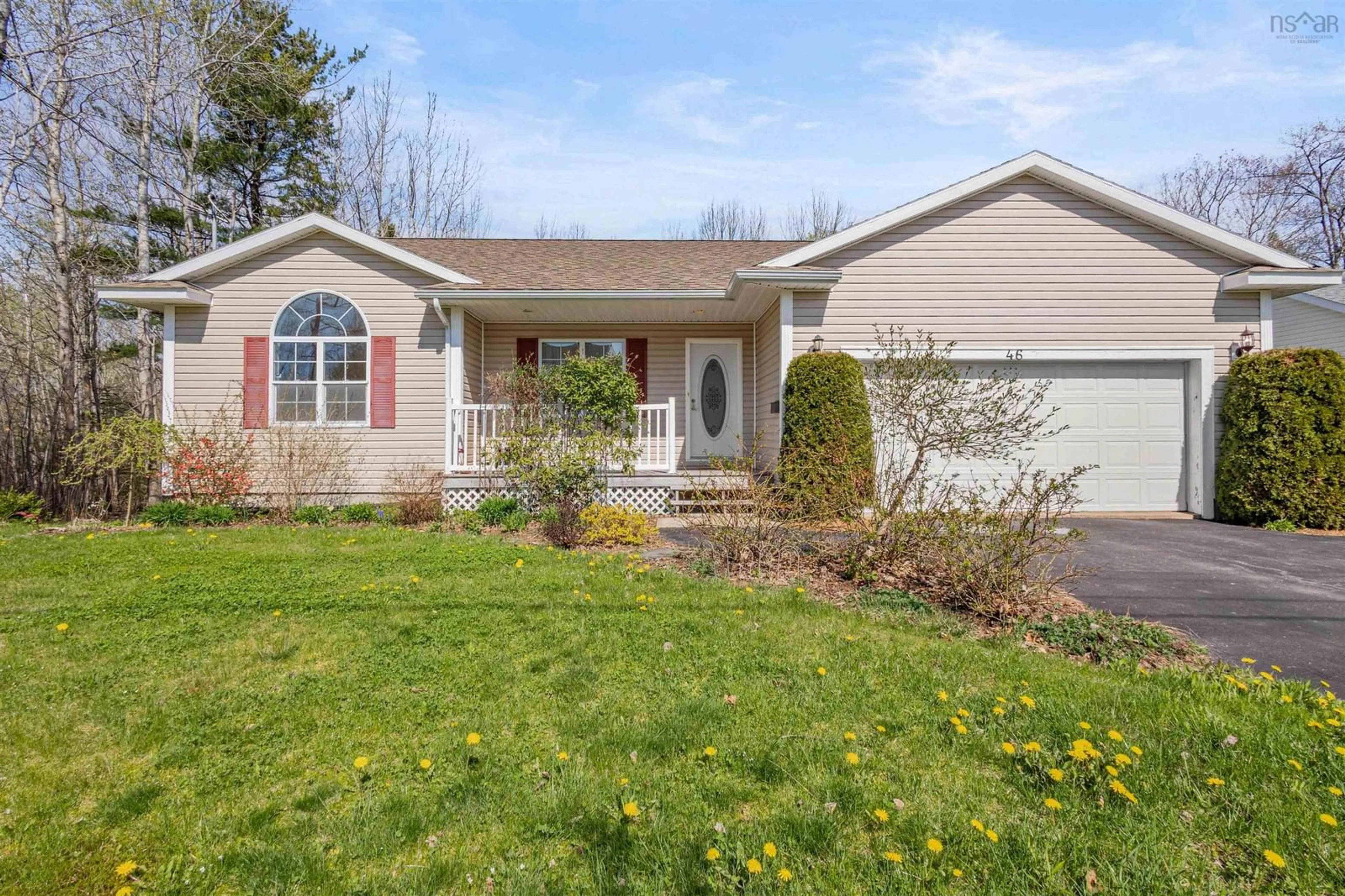 Home with vinyl exterior material, street for 46 Douglas St, New Minas Nova Scotia B4N 5P6