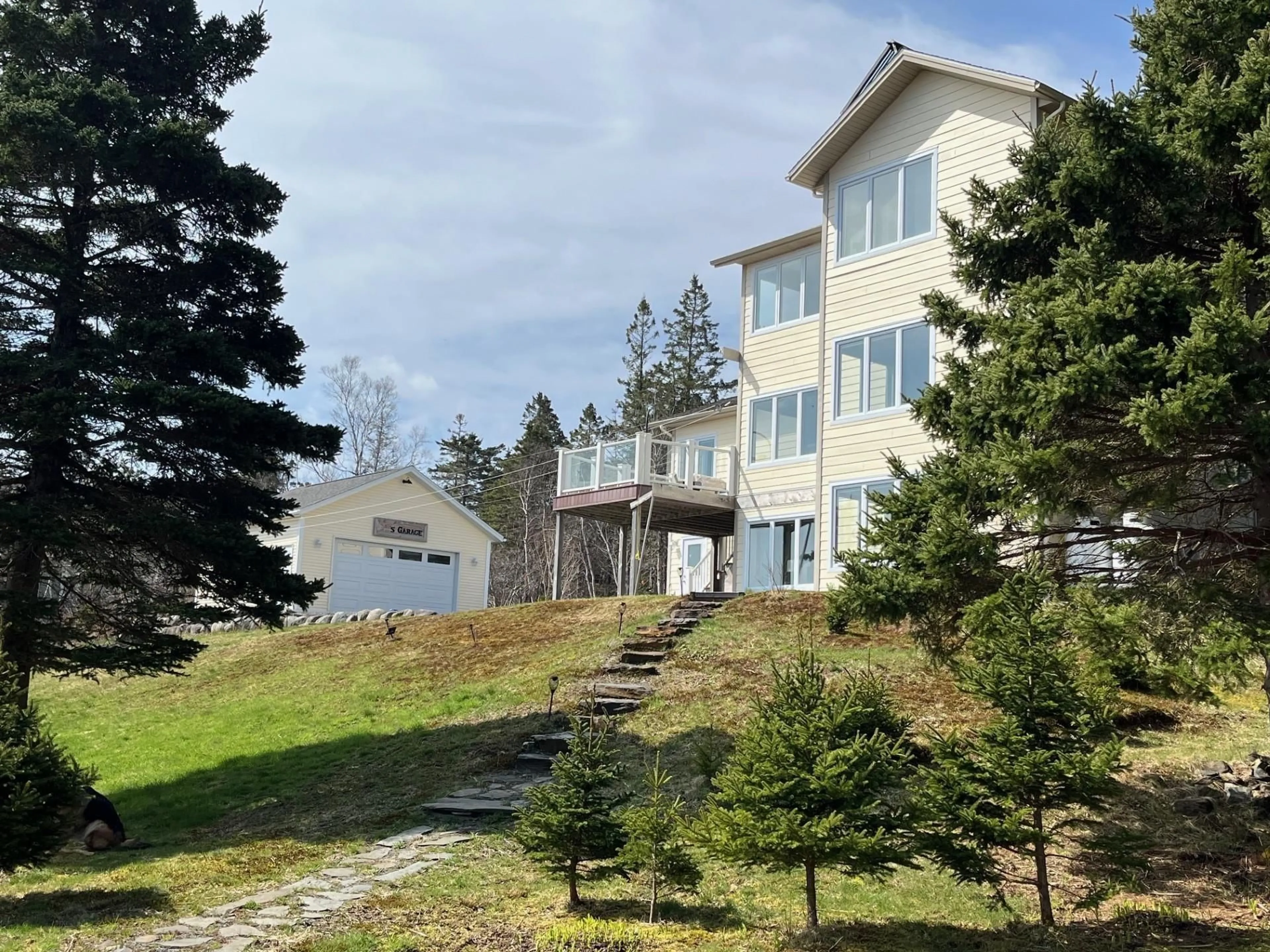 A pic from outside/outdoor area/front of a property/back of a property/a pic from drone, water/lake/river/ocean view for 82 Bells Cove Exten, Dublin Shore Nova Scotia B0R 1C0
