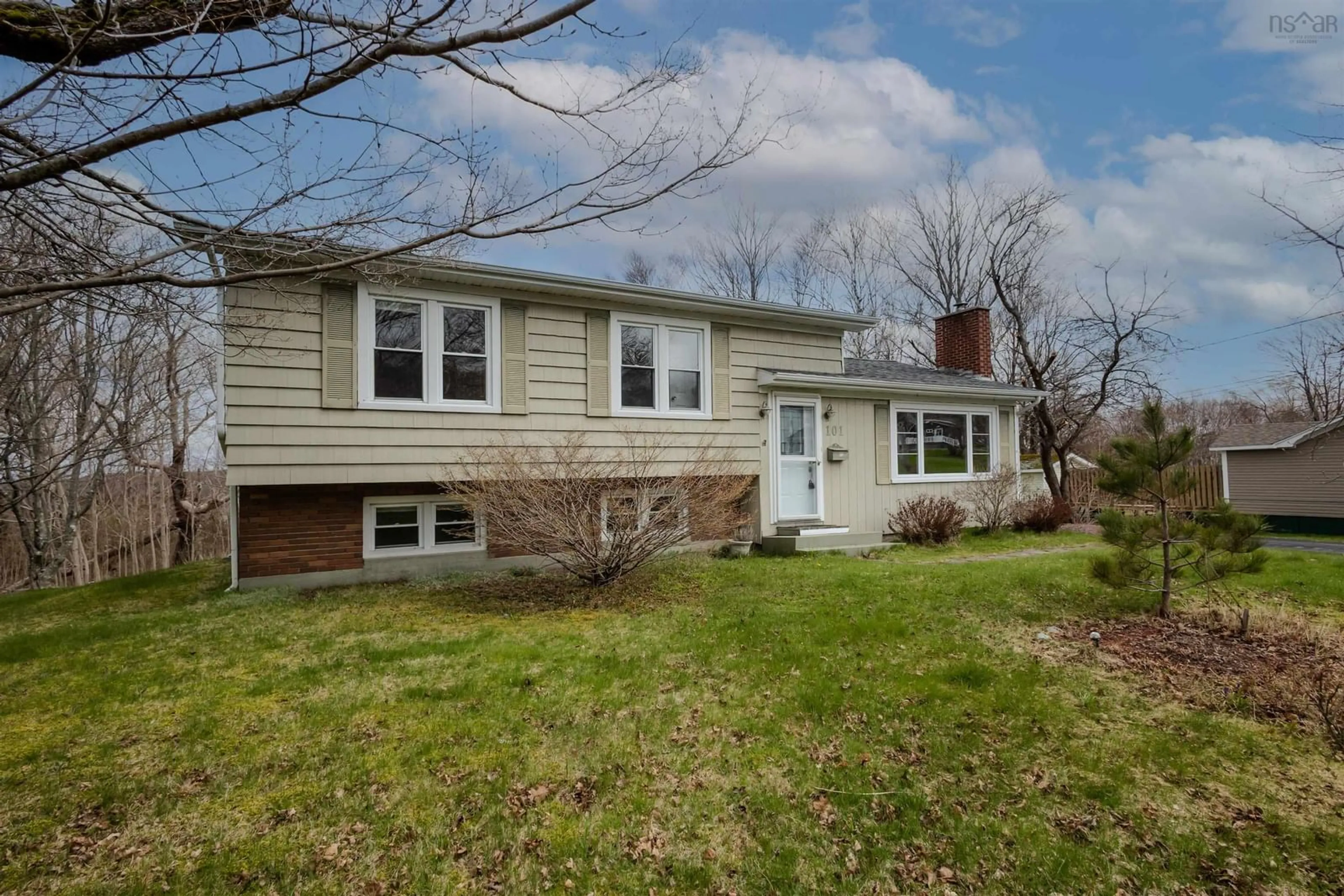 Home with vinyl exterior material, street for 101 Edgewood Dr, Mira Road Nova Scotia B1P 2C2