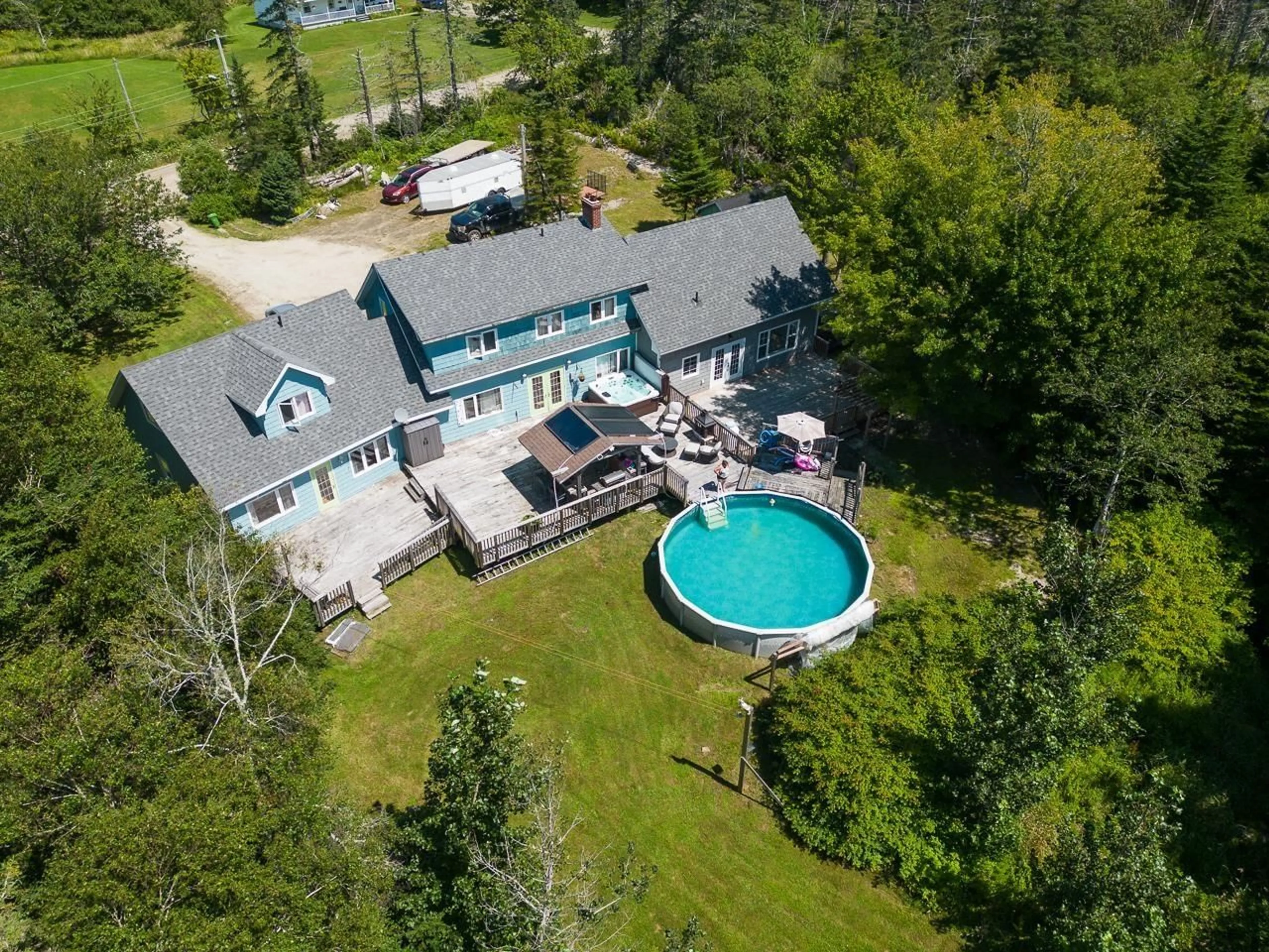 A pic from outside/outdoor area/front of a property/back of a property/a pic from drone, water/lake/river/ocean view for 27 South Ohio Cross Rd, South Ohio Nova Scotia B5A 5L2
