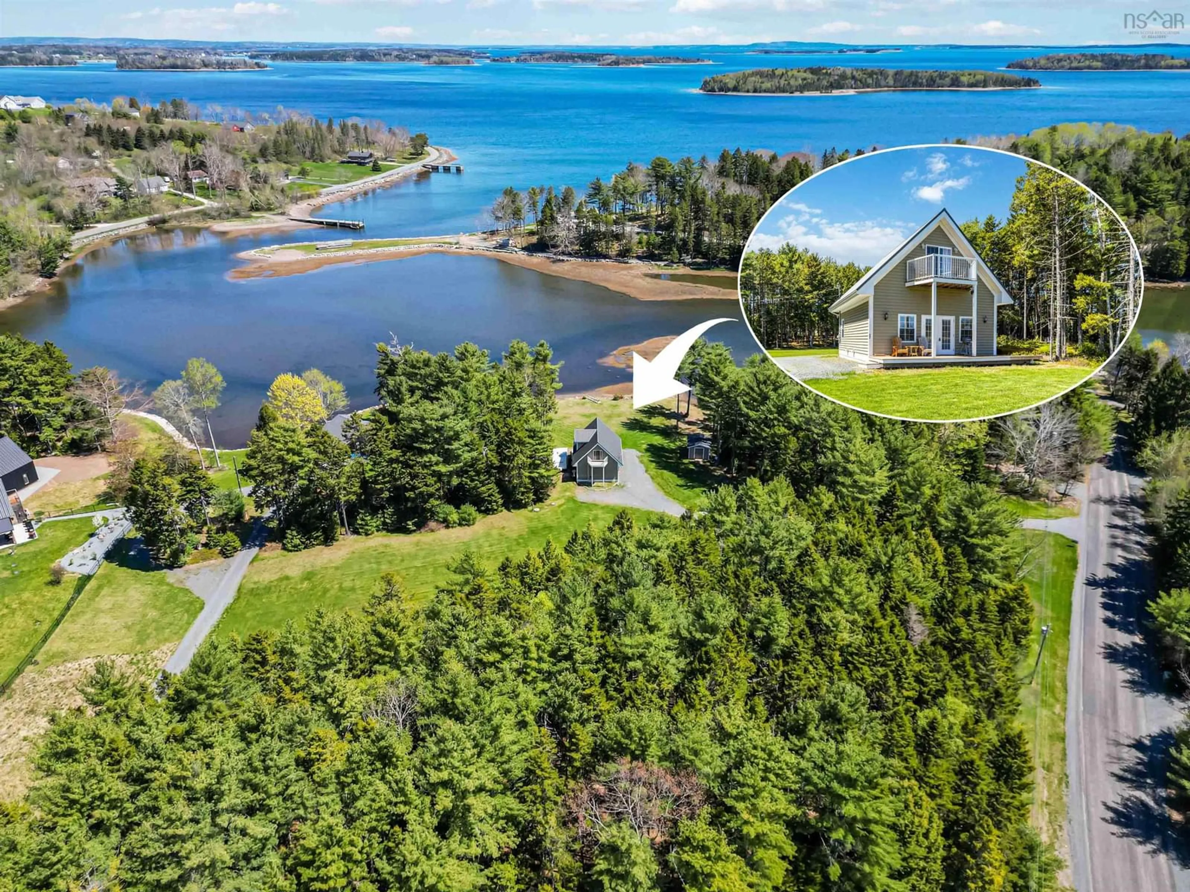A pic from outside/outdoor area/front of a property/back of a property/a pic from drone, water/lake/river/ocean view for 413 Hermans Island Rd, Sunnybrook Nova Scotia B0J 2E0
