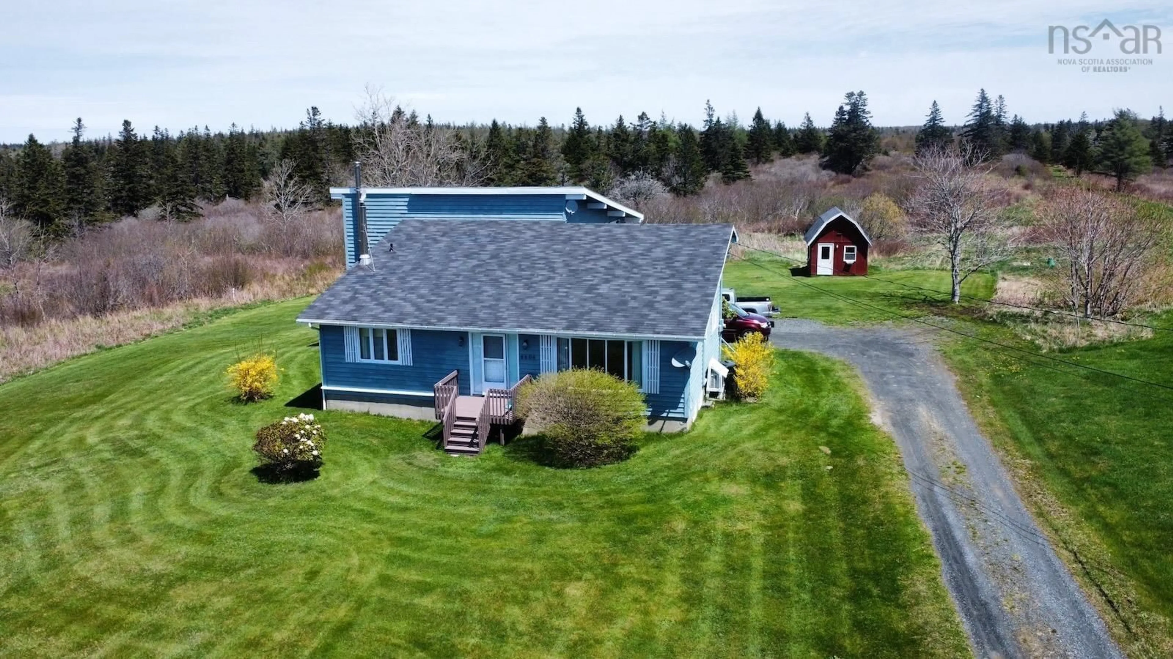 A pic from outside/outdoor area/front of a property/back of a property/a pic from drone, water/lake/river/ocean view for 4494 Highway 1 #1, Woodvale Nova Scotia B5A 5B1