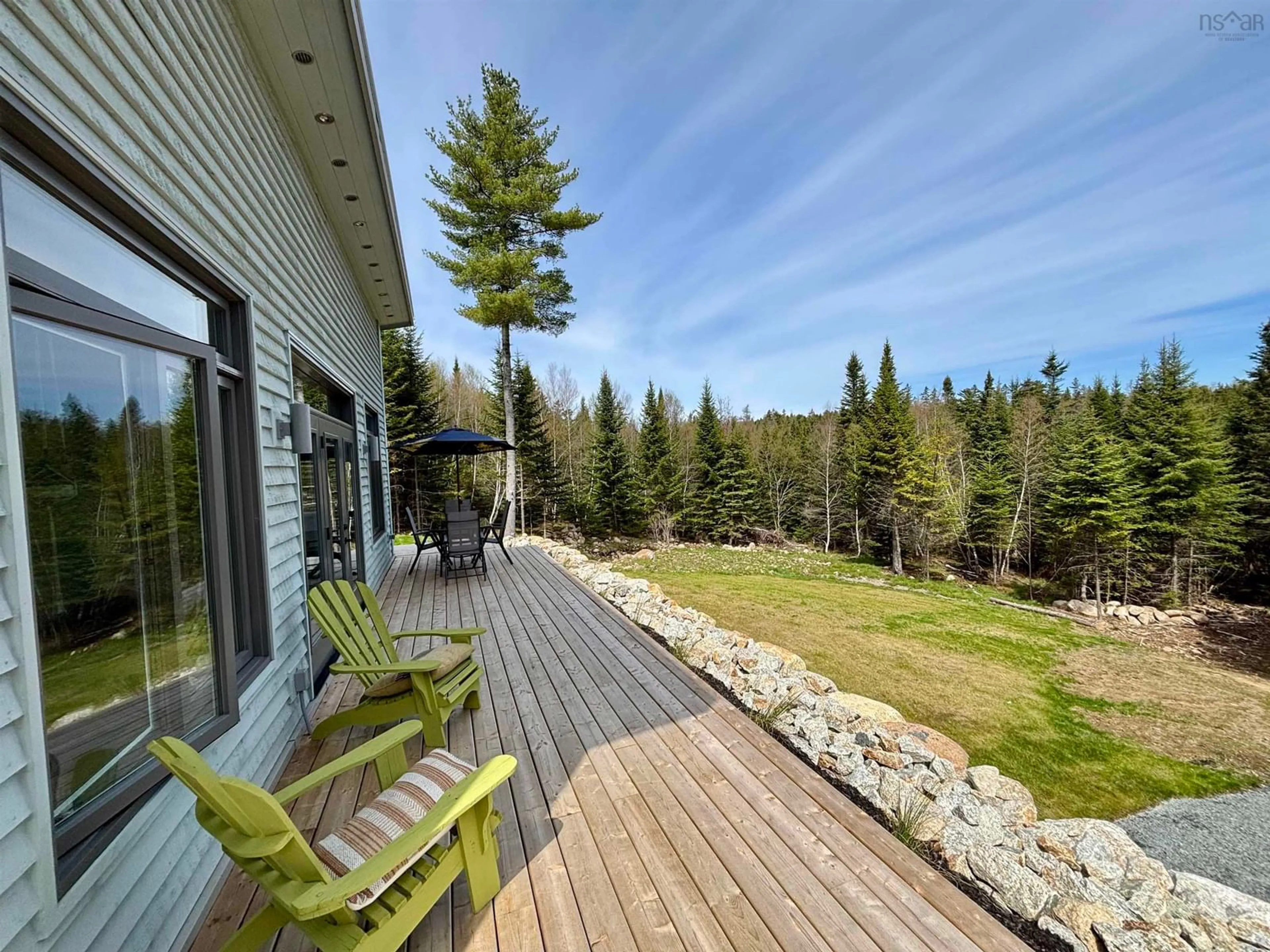 Patio, forest/trees view for 74 Old Oakland Rd, Indian Point Nova Scotia B0J 2E0