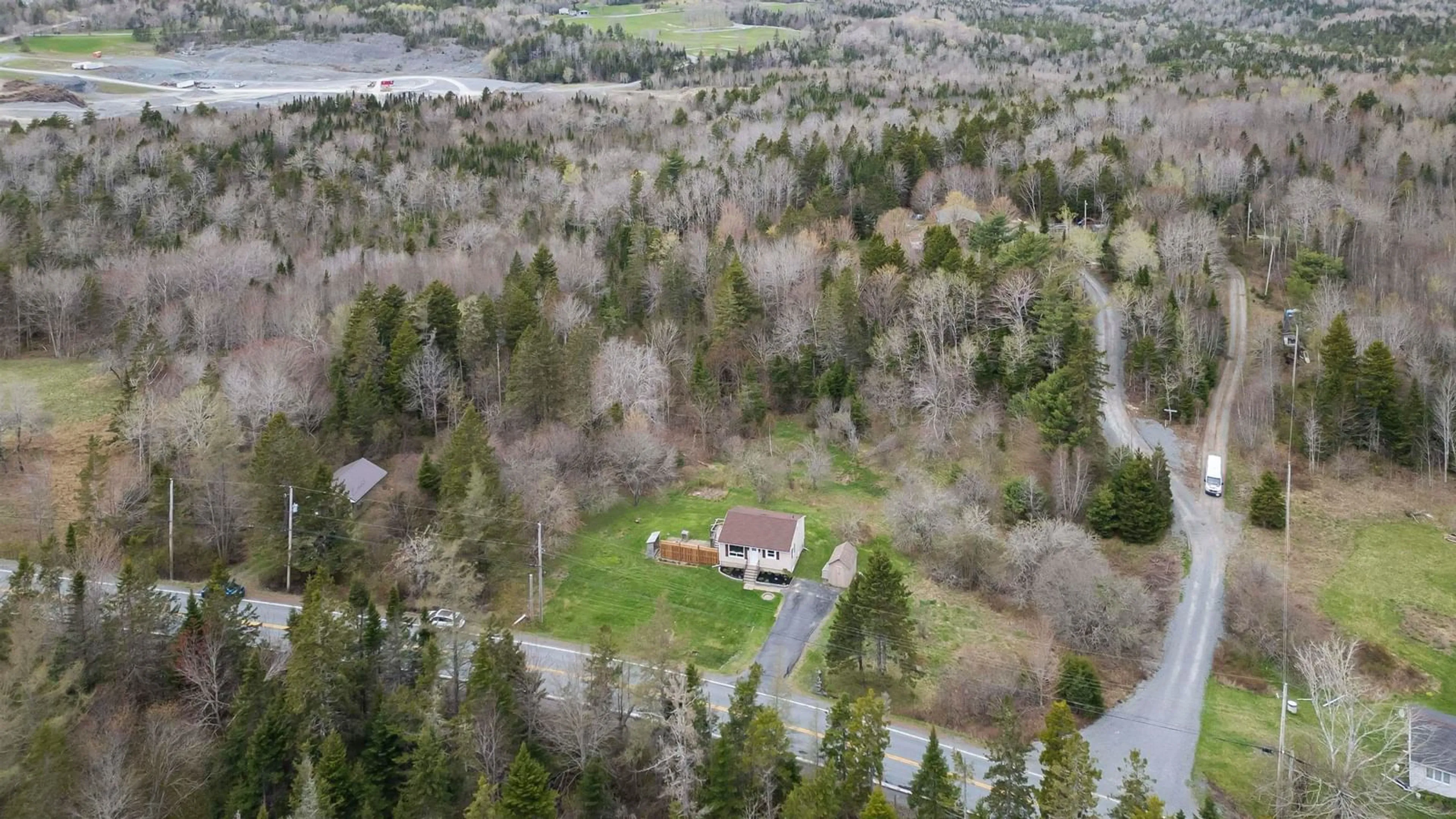 A pic from outside/outdoor area/front of a property/back of a property/a pic from drone, forest/trees view for 981 South Rawdon Rd, Mount Uniacke Nova Scotia B4C 2S2