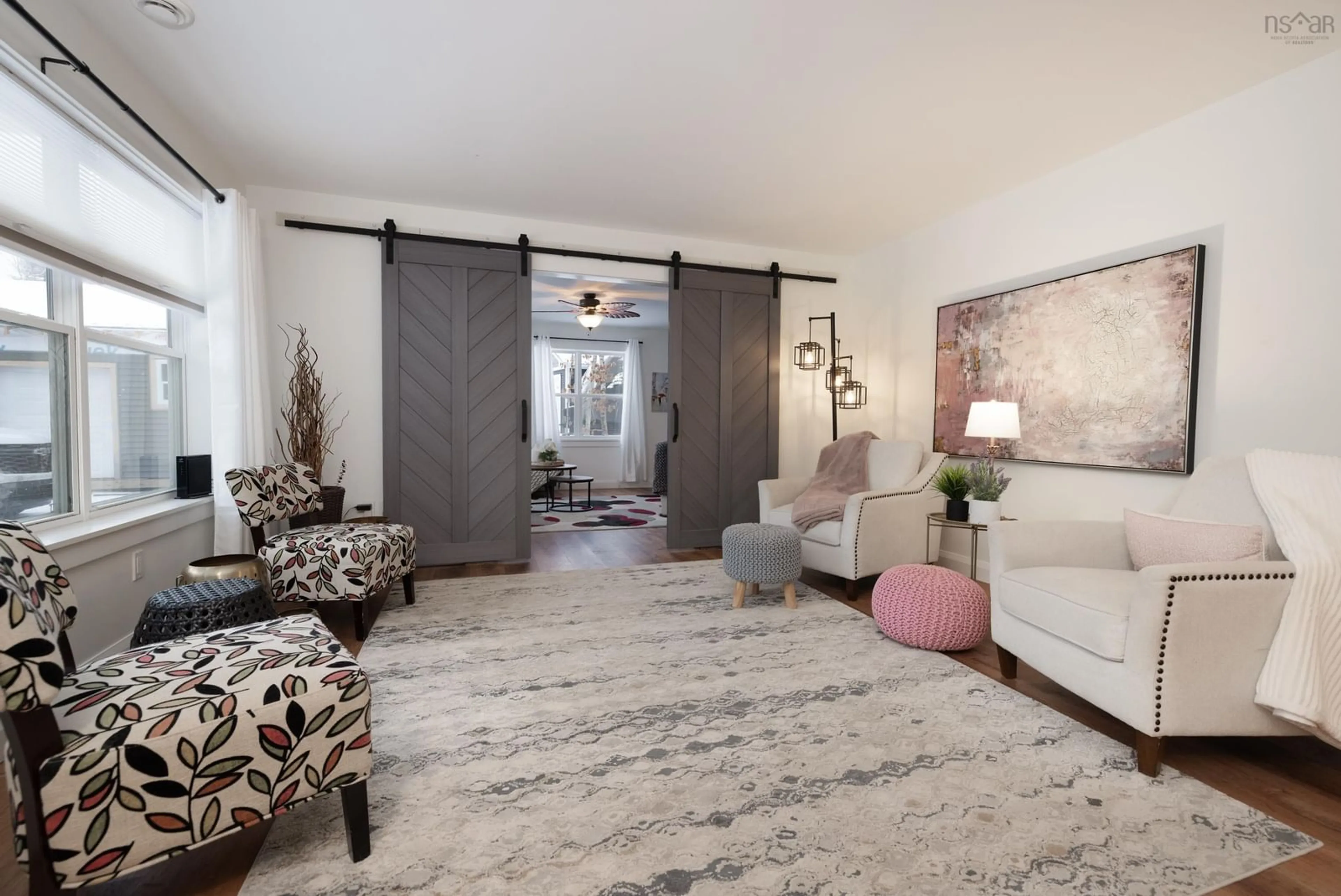 Living room with furniture, carpet floor for 60 Muir Drive, Ellershouse Nova Scotia B0N 1L0