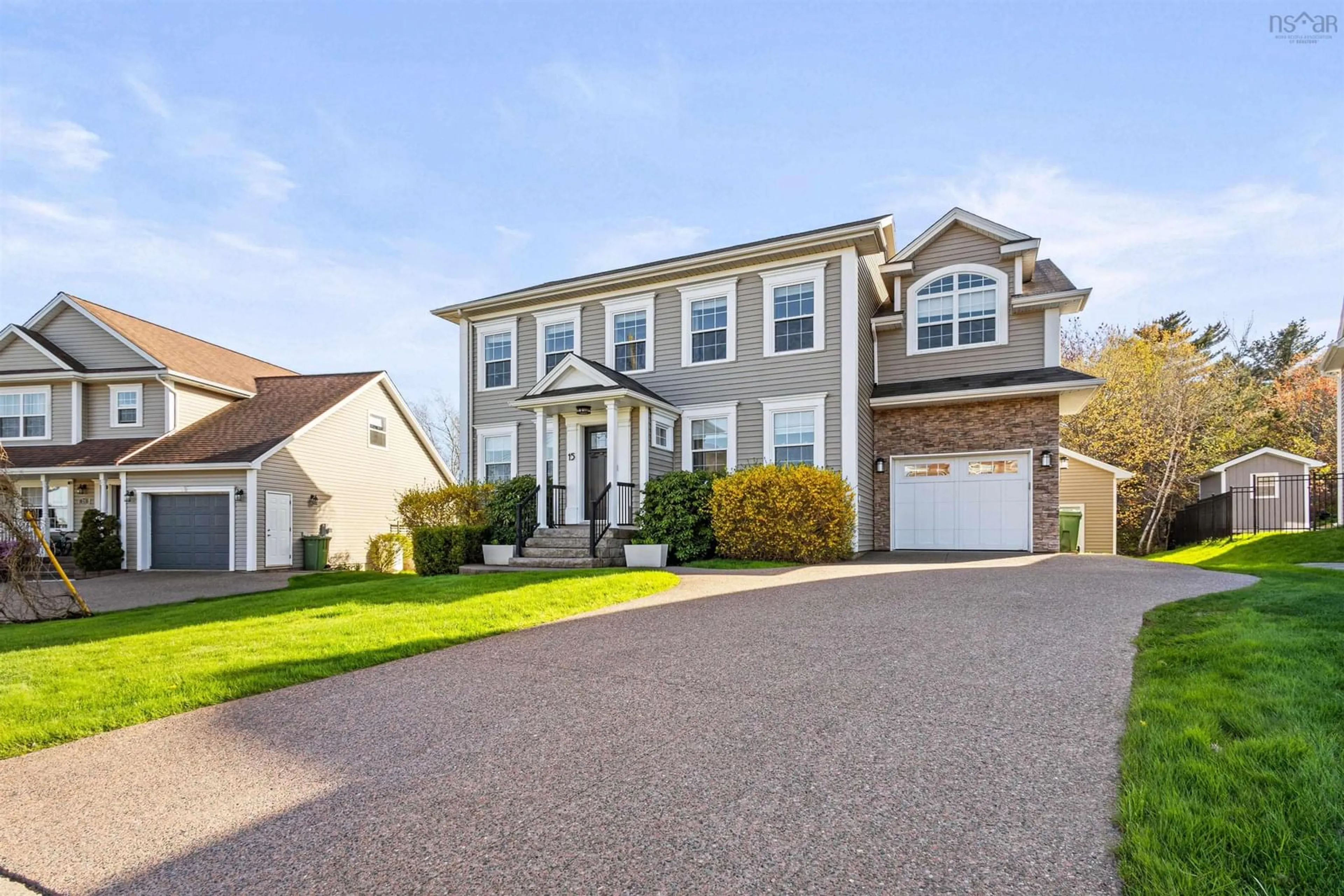 Home with vinyl exterior material, street for 15 Rockpoint Crt, Bedford Nova Scotia B4A 4M3