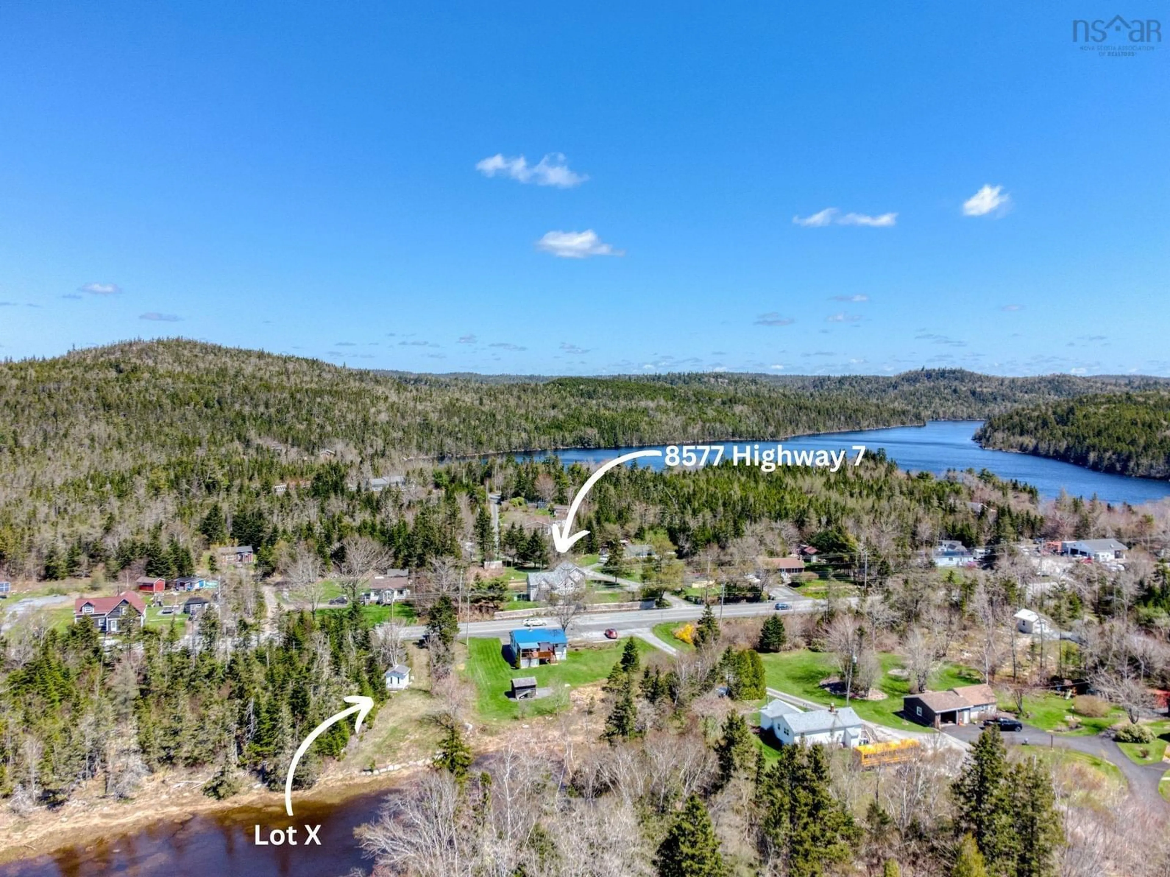 A pic from outside/outdoor area/front of a property/back of a property/a pic from drone, water/lake/river/ocean view for 8577 Highway 7, Musquodoboit Harbour Nova Scotia B0J 2L0