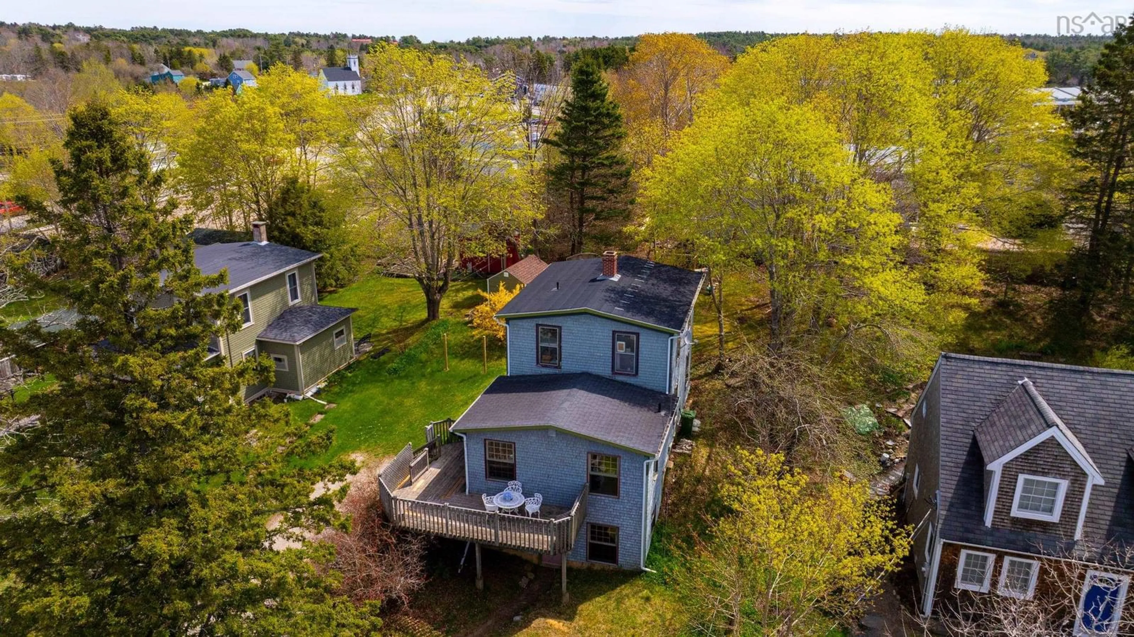 A pic from outside/outdoor area/front of a property/back of a property/a pic from drone, water/lake/river/ocean view for 198 Queen St, Chester Nova Scotia B0J 1J0