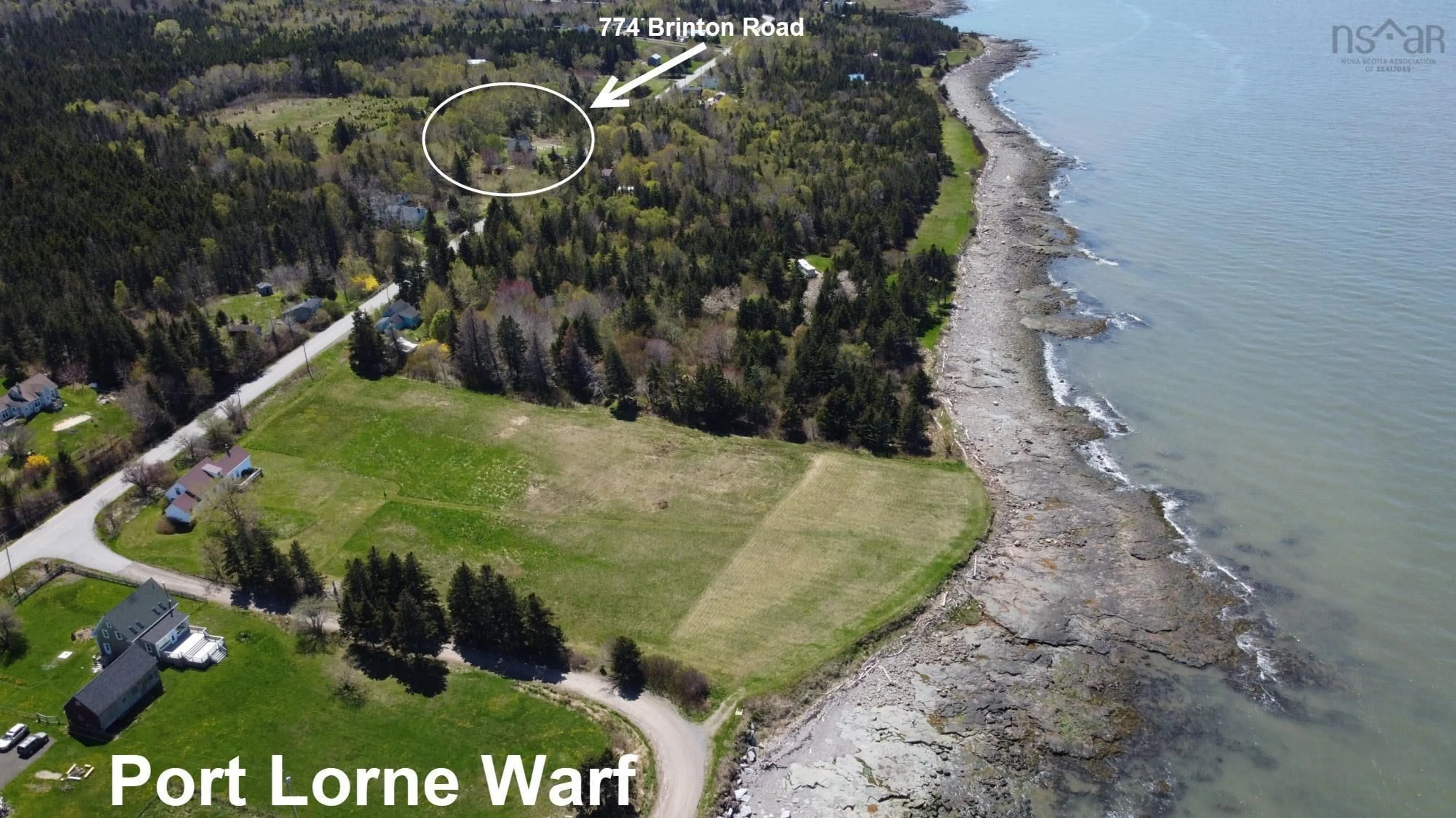 A pic from outside/outdoor area/front of a property/back of a property/a pic from drone, water/lake/river/ocean view for 774 Brinton Rd, Port Lorne Nova Scotia B0S 1R0