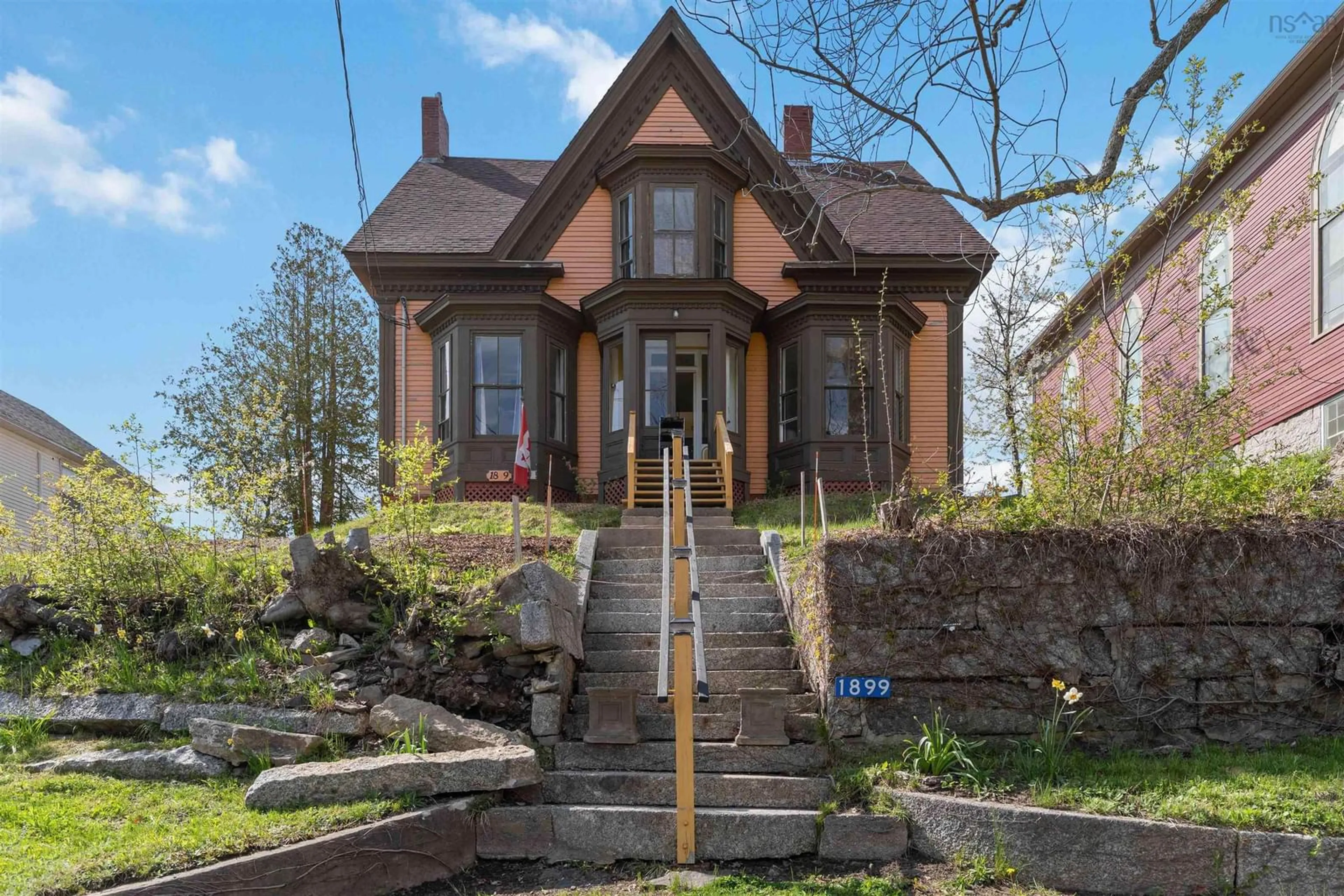 Home with brick exterior material, street for 1899 Clementsvale Rd, Bear River Nova Scotia B0S 1B0