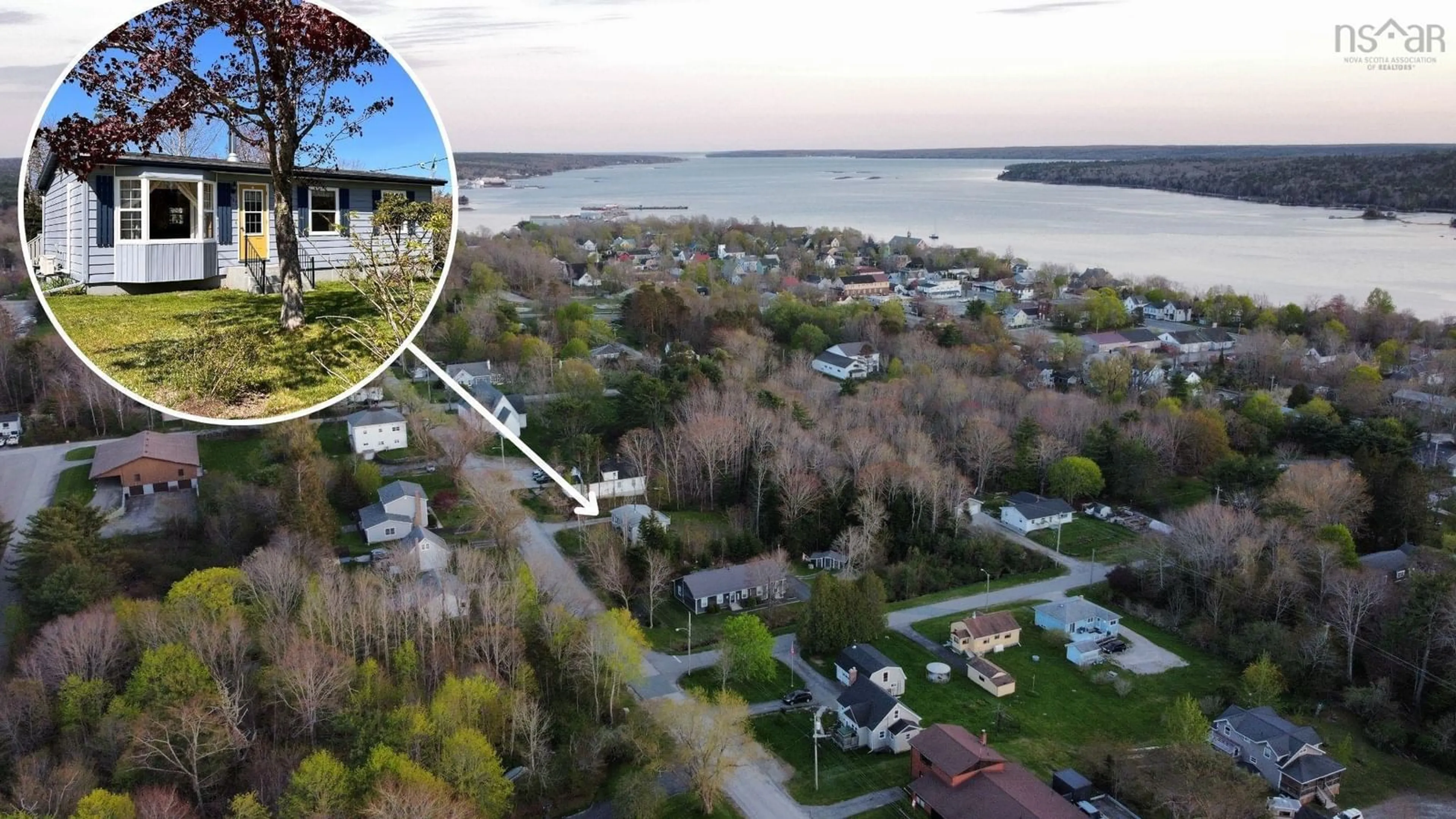 A pic from outside/outdoor area/front of a property/back of a property/a pic from drone, water/lake/river/ocean view for 187 Harriet St, Shelburne Nova Scotia B0T 1W0