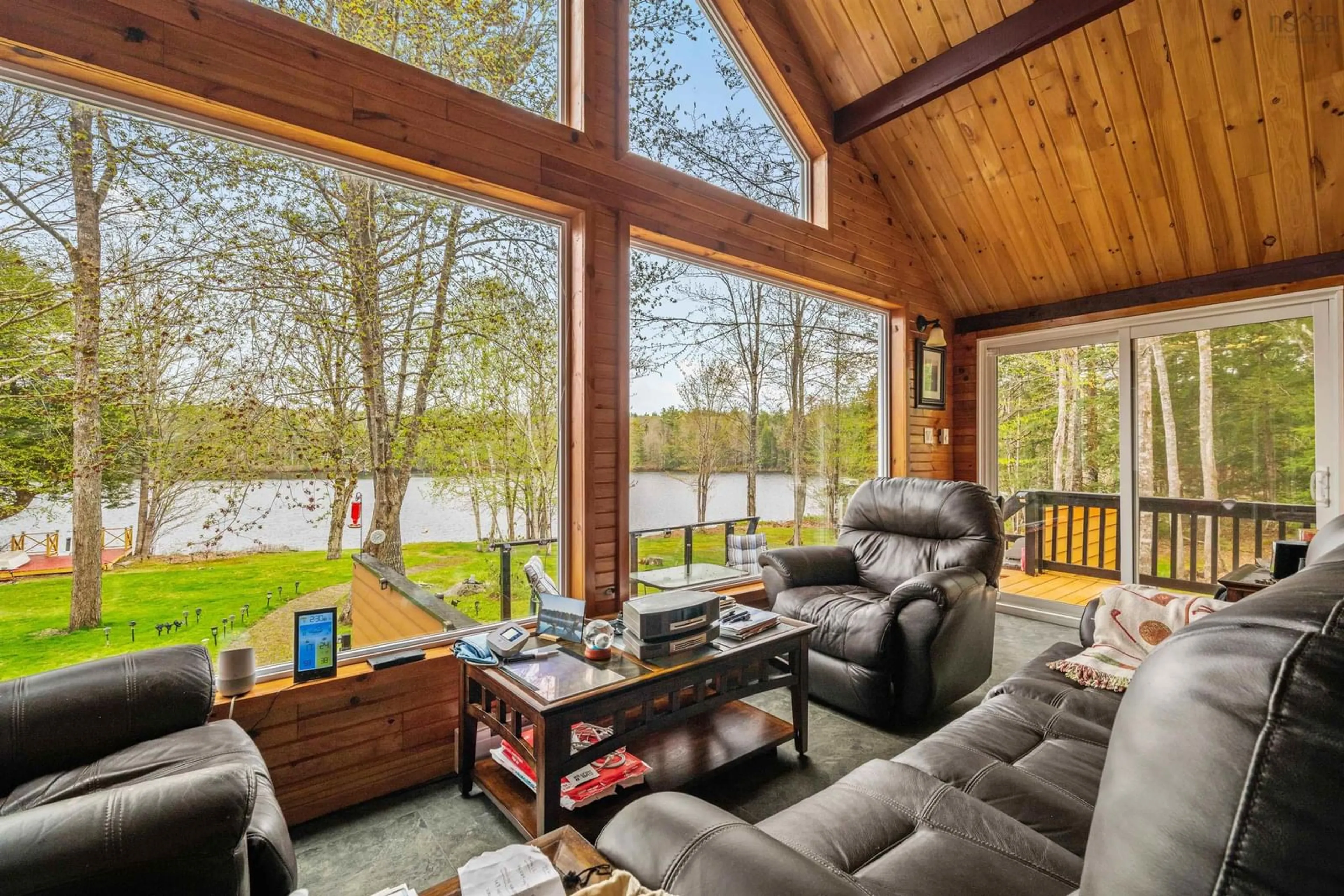 Patio, water/lake/river/ocean view for 69 Blue Jay Rd, Molega Lake Nova Scotia B4V 2W5