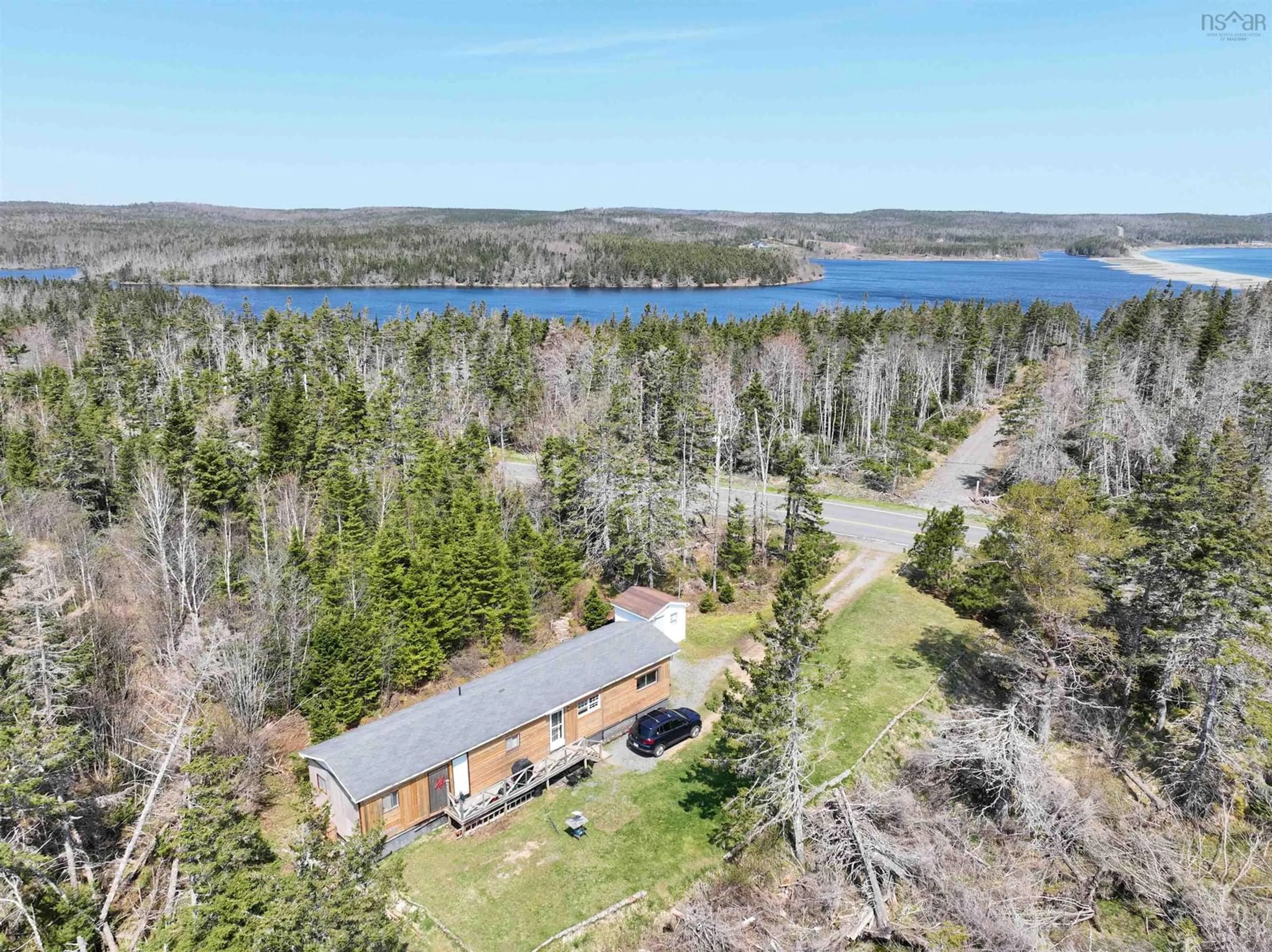 A pic from outside/outdoor area/front of a property/back of a property/a pic from drone, water/lake/river/ocean view for 8308 Gabarus Hwy, Gabarus Nova Scotia B1K 2B4