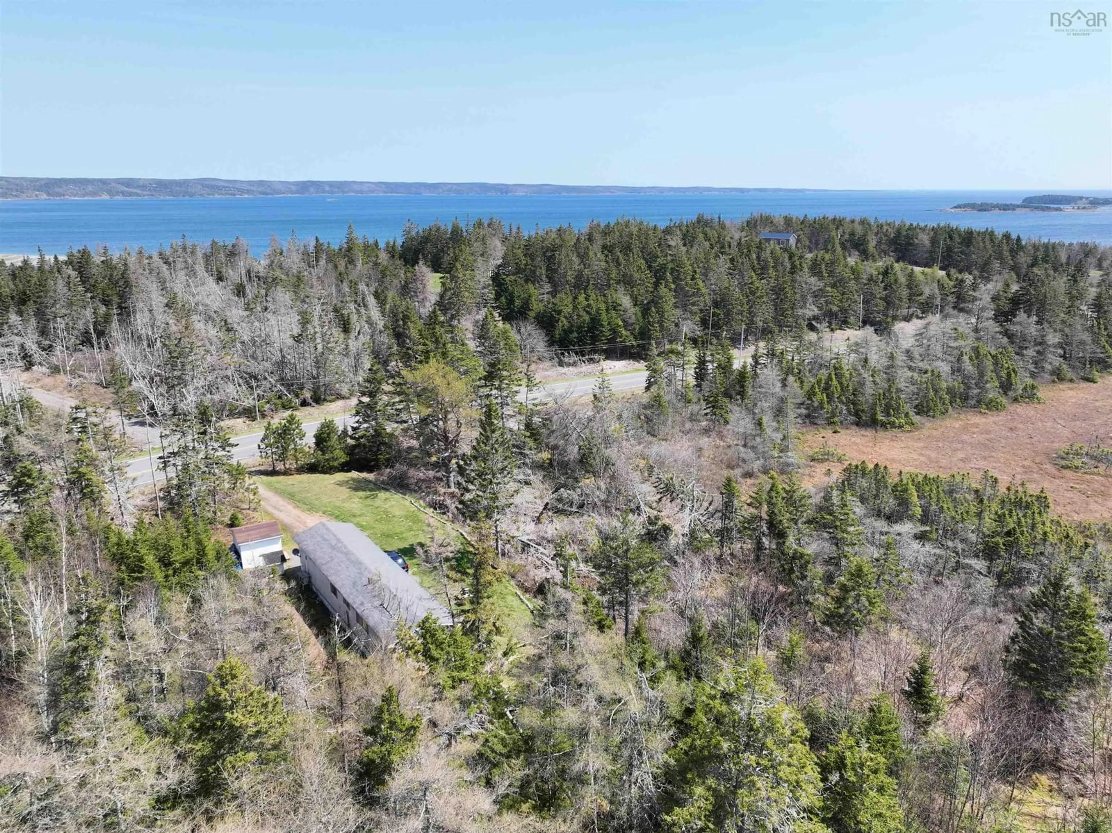 A pic from outside/outdoor area/front of a property/back of a property/a pic from drone, water/lake/river/ocean view for 8308 Gabarus Hwy, Gabarus Nova Scotia B1K 2B4