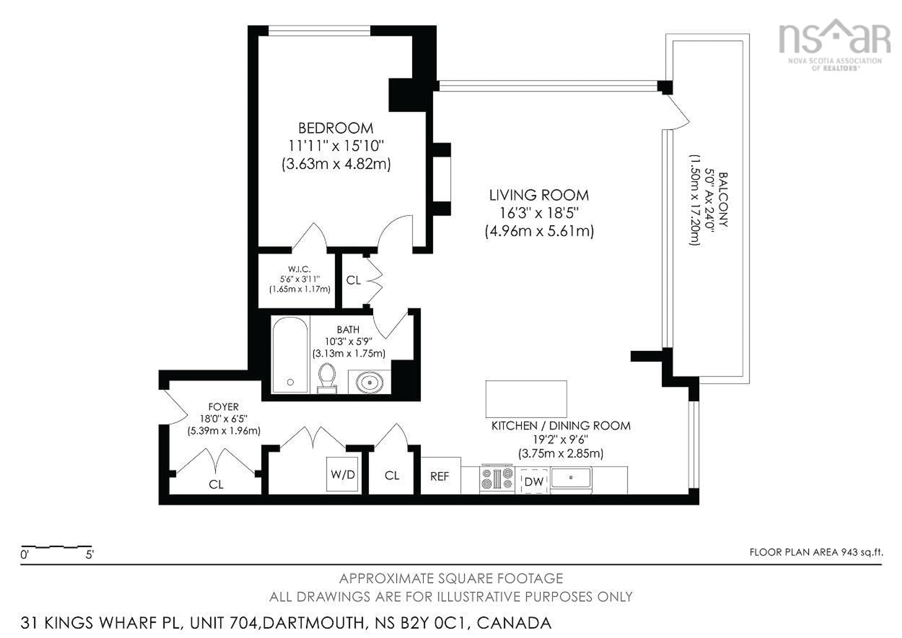 Floor plan for 31 Kings Wharf Pl #704, Dartmouth Nova Scotia B2Y 0C1