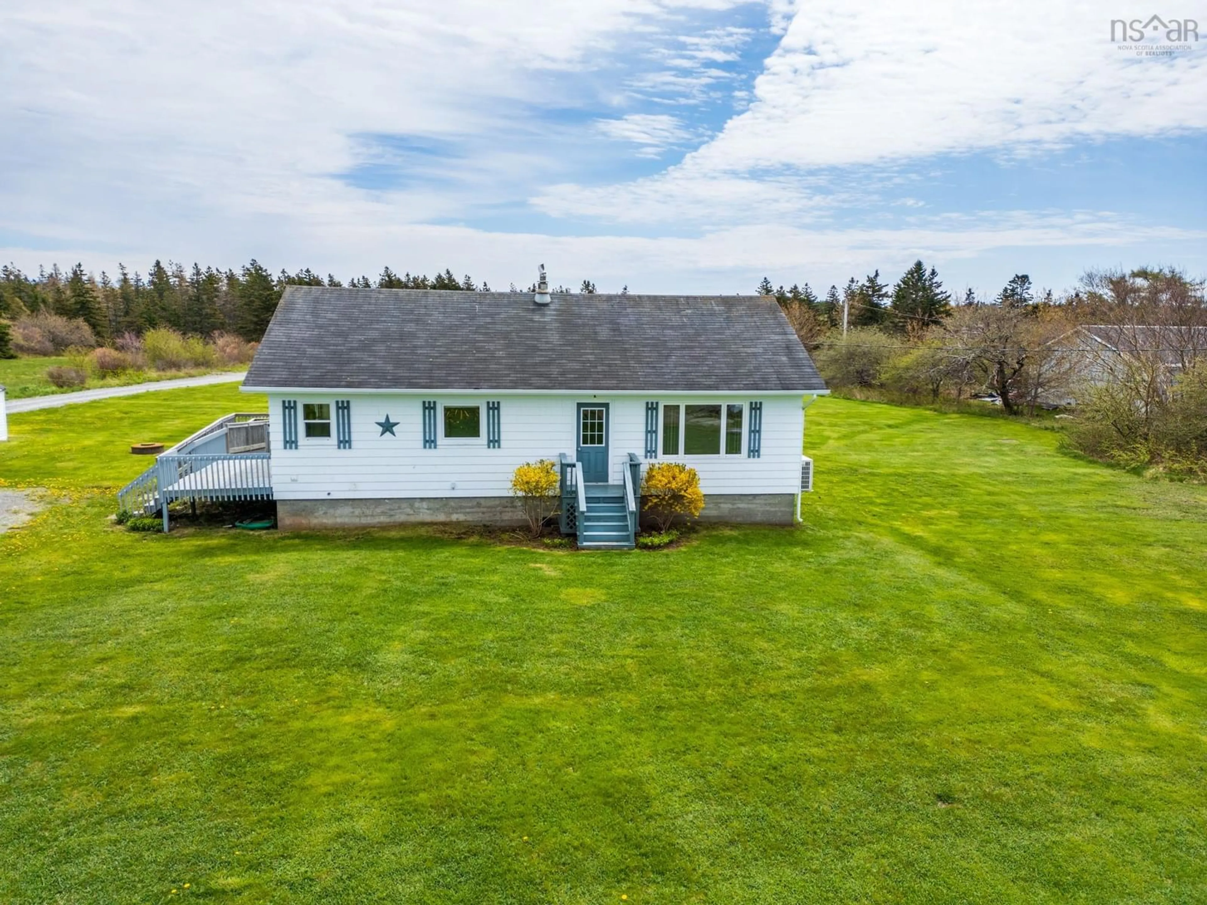 A pic from outside/outdoor area/front of a property/back of a property/a pic from drone, water/lake/river/ocean view for 3574 Highway 1, St. Bernard Nova Scotia B0W 3T0