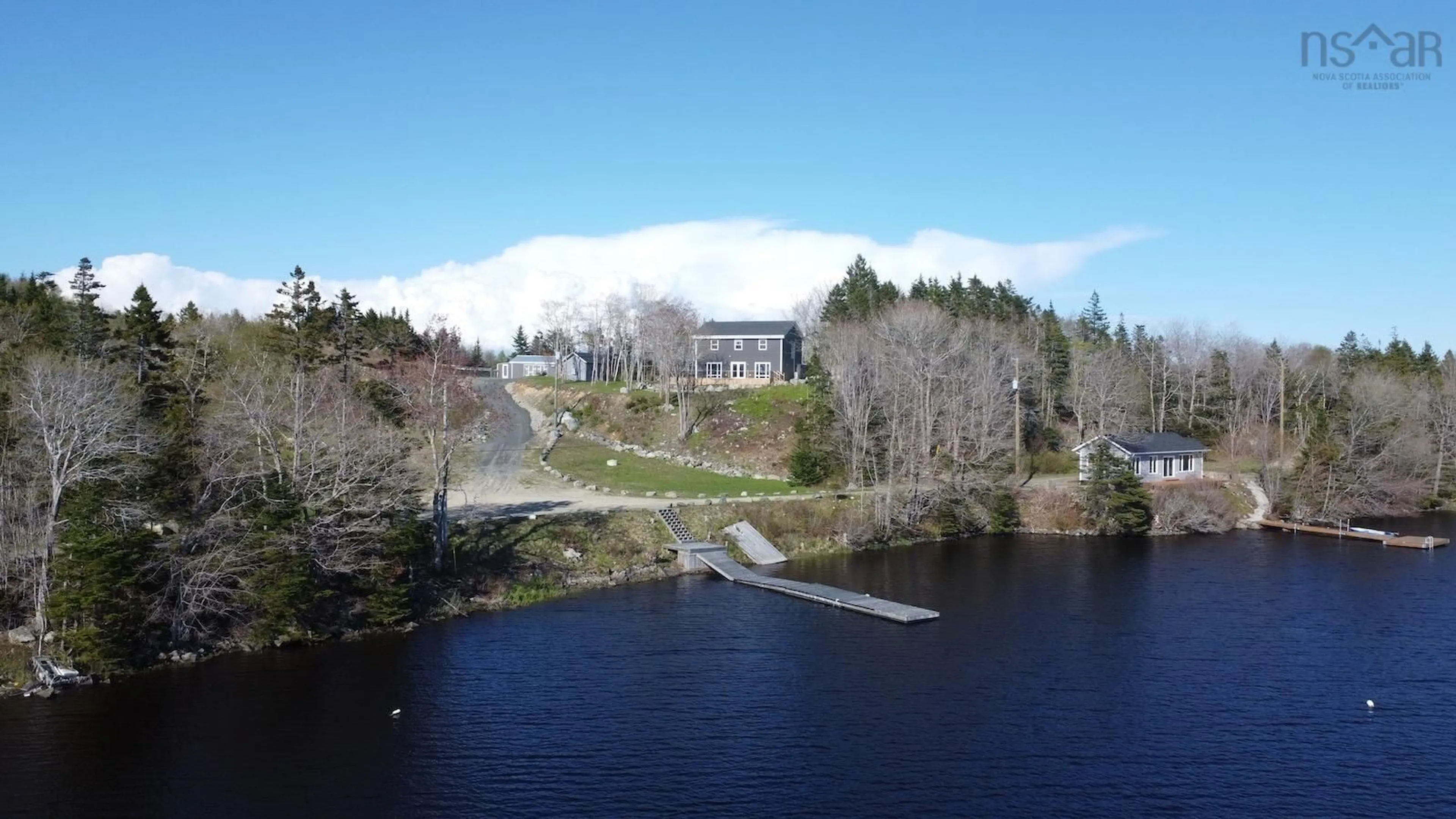A pic from outside/outdoor area/front of a property/back of a property/a pic from drone, water/lake/river/ocean view for 417 Trefry Lake Rd, Arcadia Nova Scotia B5A 5J7