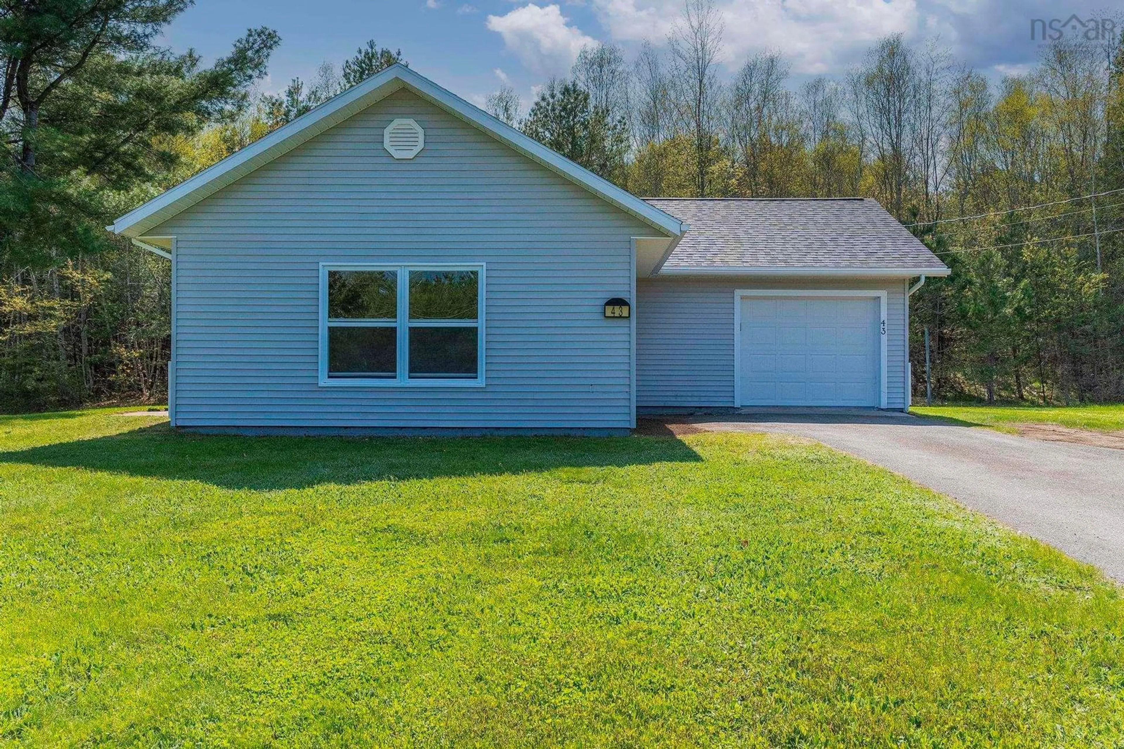 Home with vinyl exterior material, street for 43 Kelcey Lane, Wilmot Nova Scotia B0P 1W0