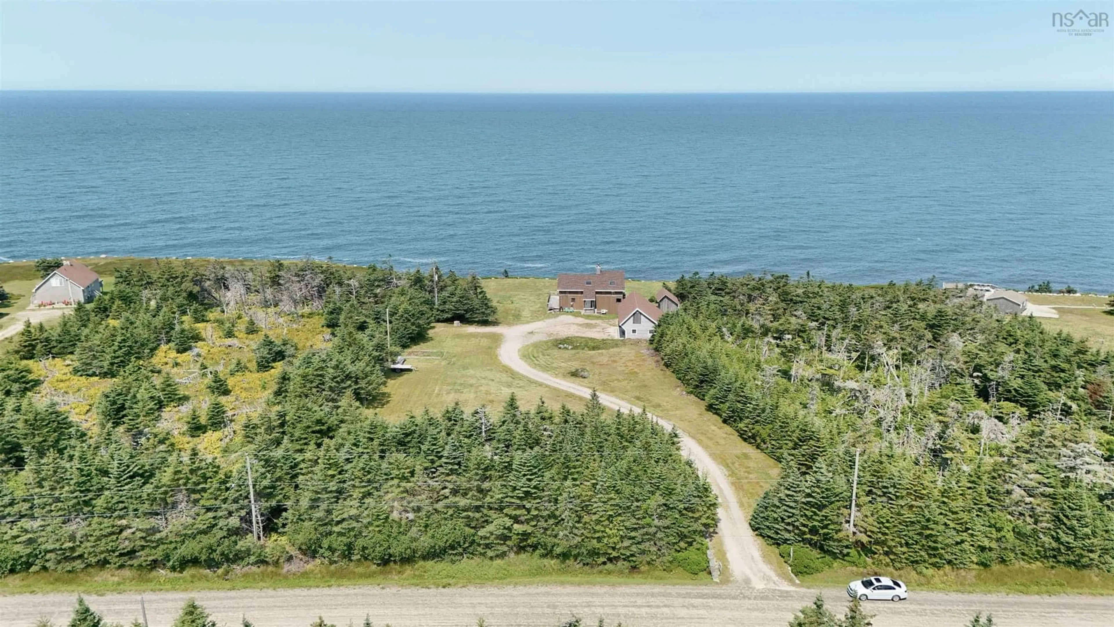 A pic from outside/outdoor area/front of a property/back of a property/a pic from drone, water/lake/river/ocean view for 194 Thomas Rd, Cape Forchu Nova Scotia B5A 5G7