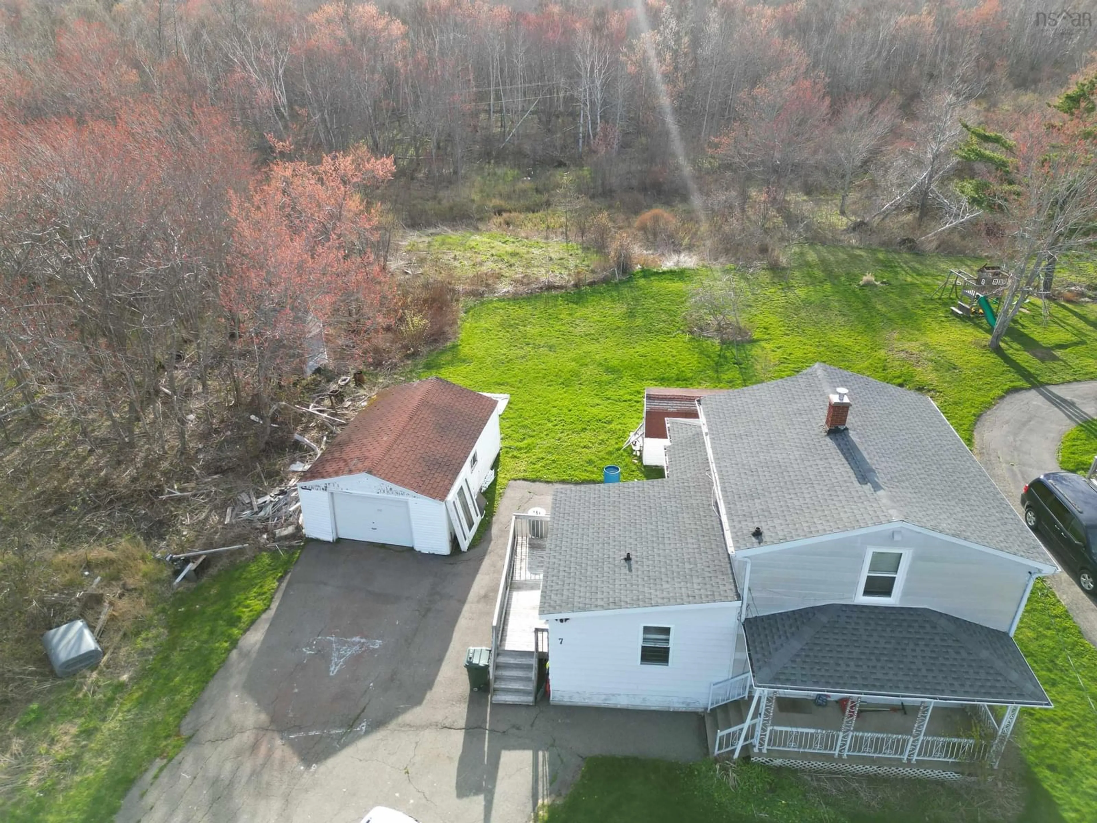 A pic from outside/outdoor area/front of a property/back of a property/a pic from drone, water/lake/river/ocean view for 7 Cochrane St, Glace Bay Nova Scotia B1A 2W5
