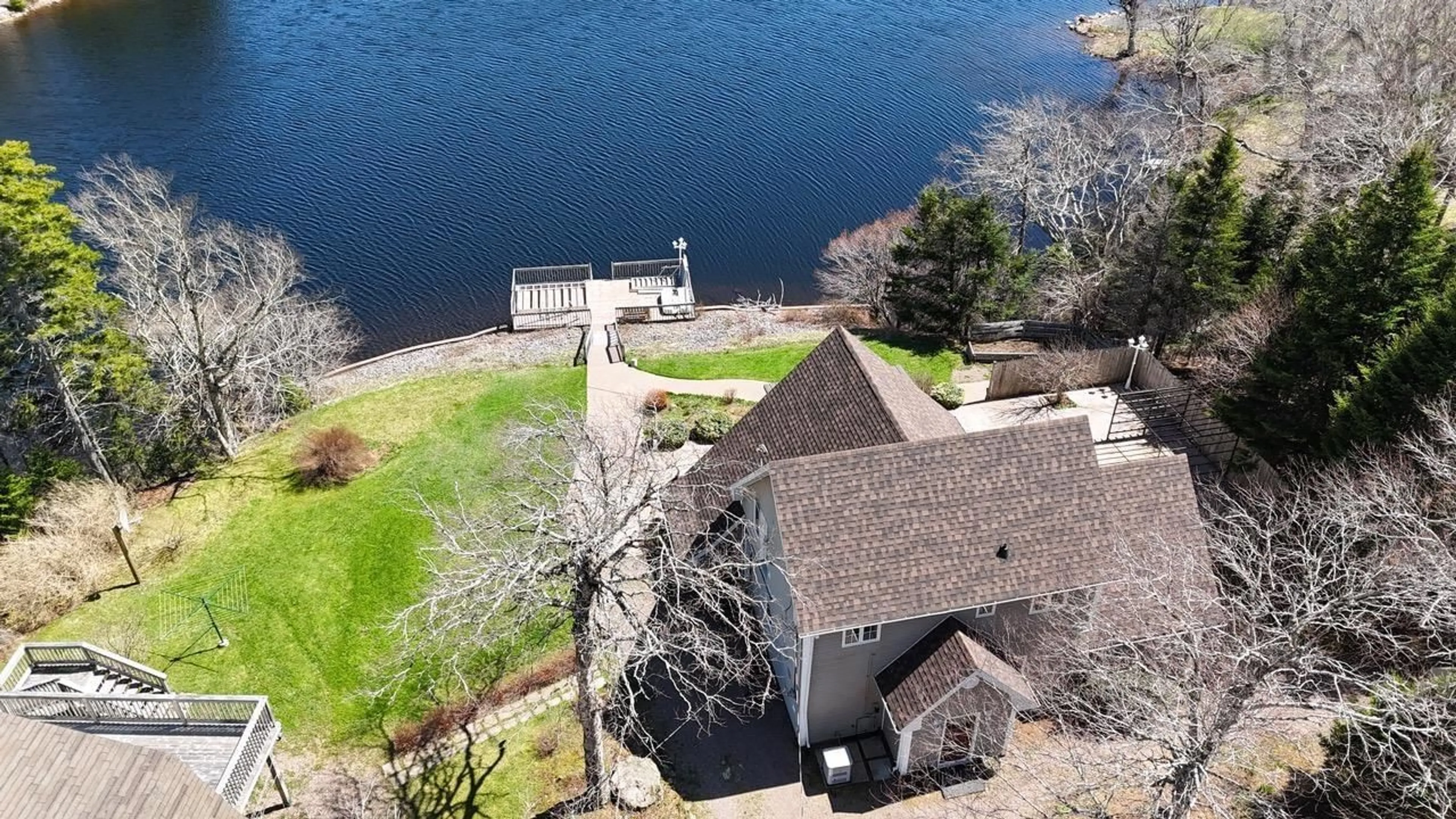 A pic from outside/outdoor area/front of a property/back of a property/a pic from drone, water/lake/river/ocean view for 344 Hart Lake Rd, Hart Lake Nova Scotia B0M 1G0