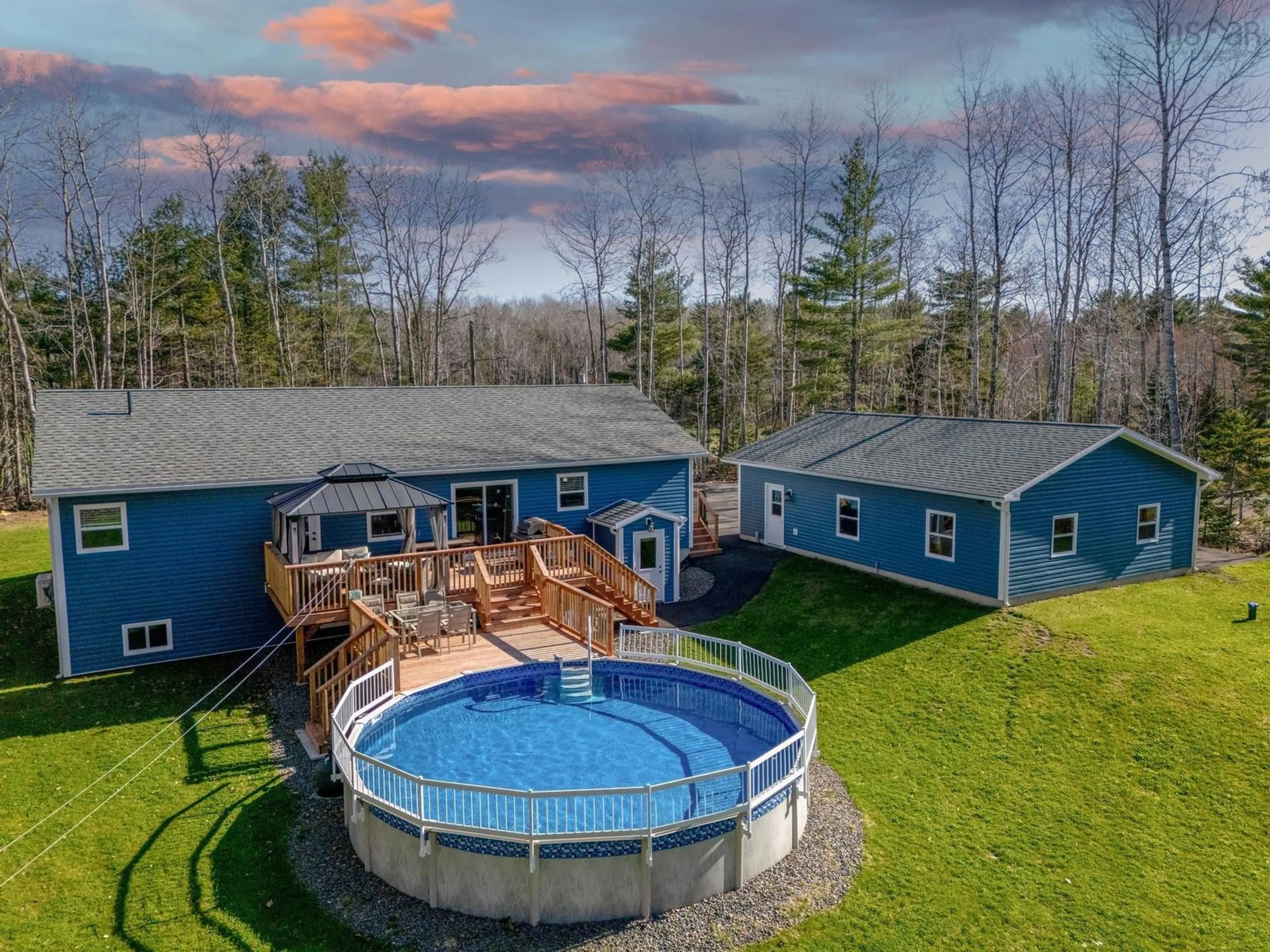 A pic from outside/outdoor area/front of a property/back of a property/a pic from drone, water/lake/river/ocean view for 509 Hall Rd, Millville Nova Scotia B0P 1C0