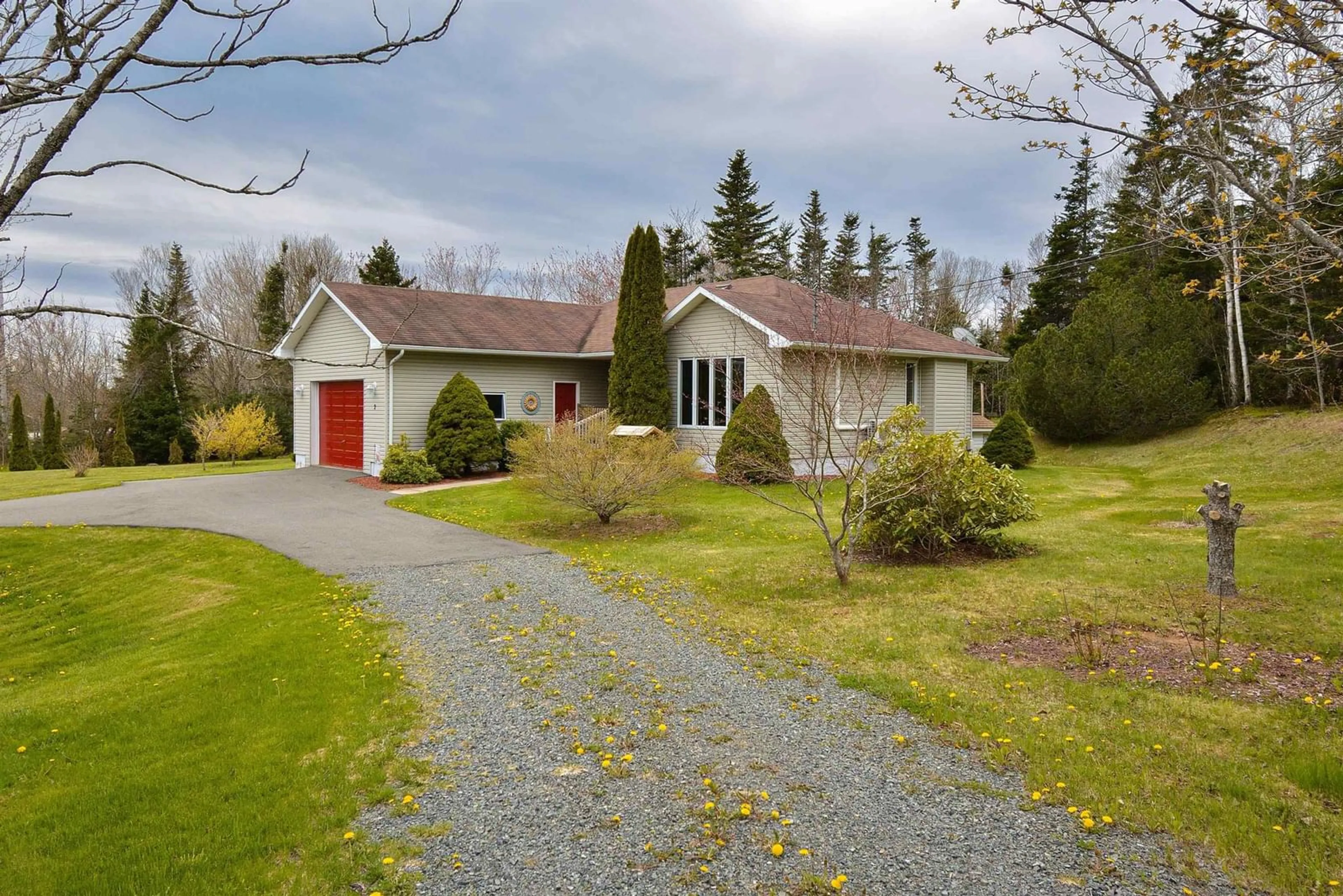 A pic from outside/outdoor area/front of a property/back of a property/a pic from drone, street for 2 Birchwood Heights, Albert Bridge Nova Scotia B1K 3G7