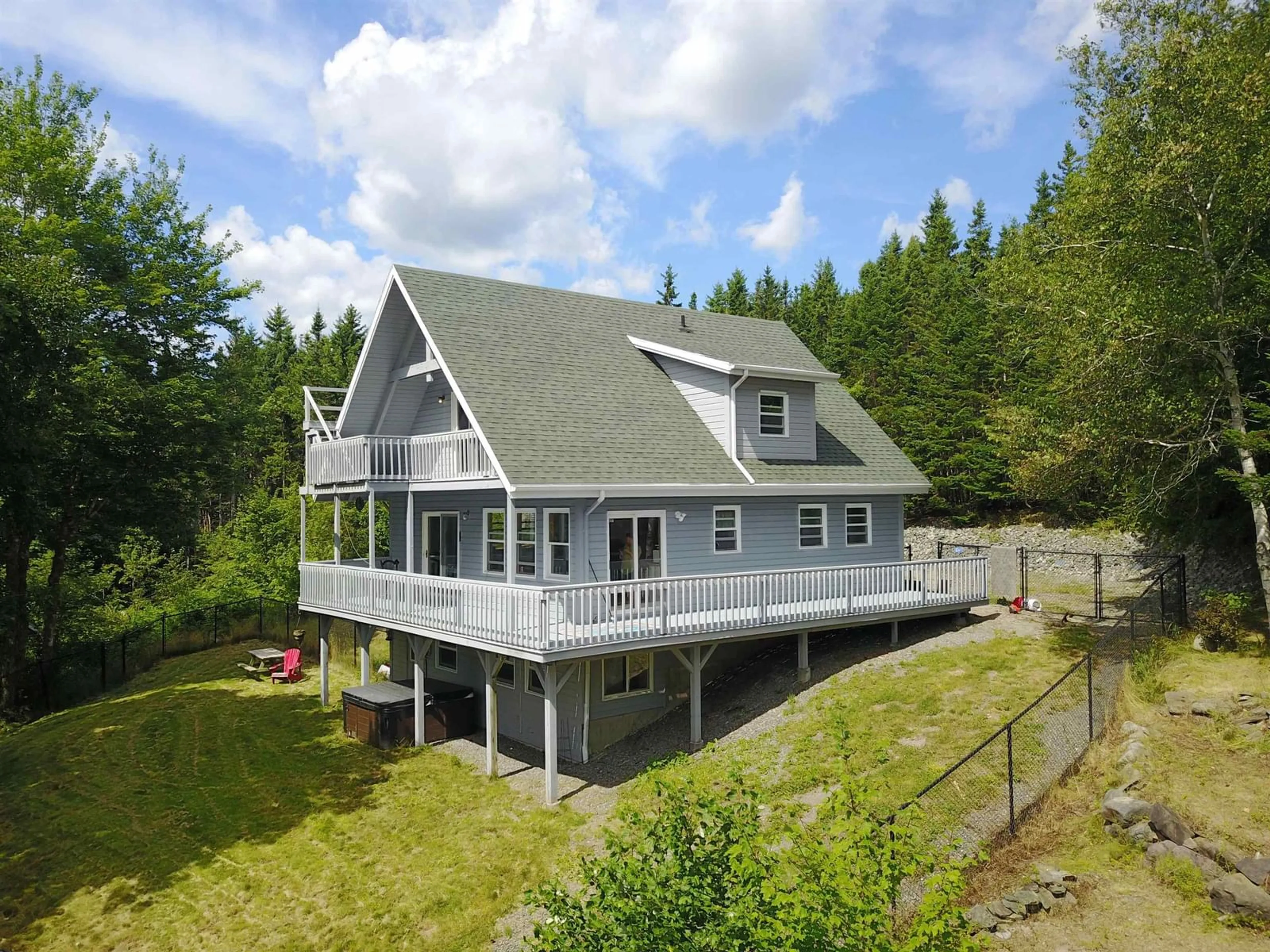 A pic from outside/outdoor area/front of a property/back of a property/a pic from drone, water/lake/river/ocean view for 215 Helmuts Lane, Cleveland Nova Scotia B0E 1J0