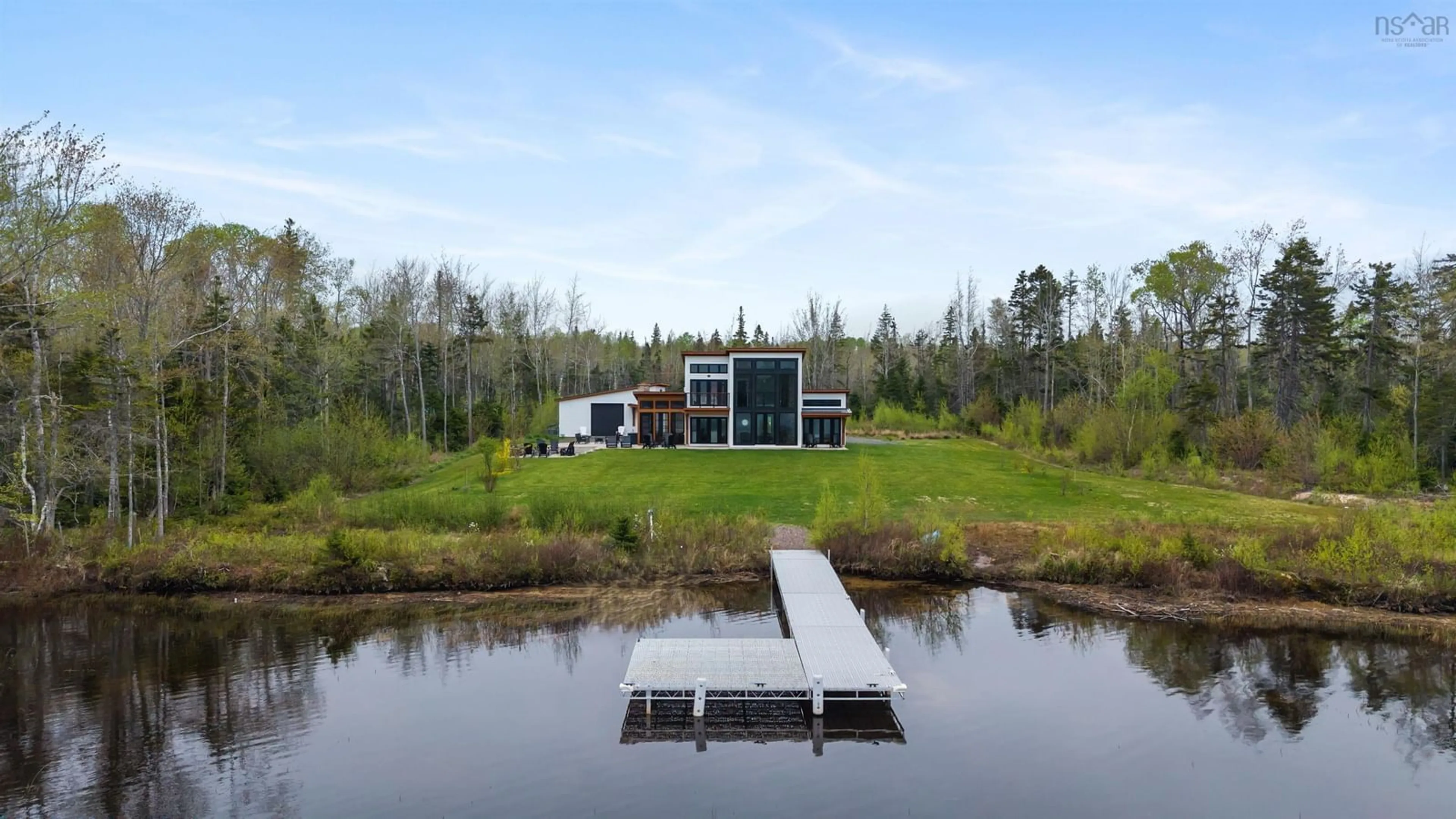 A pic from outside/outdoor area/front of a property/back of a property/a pic from drone, water/lake/river/ocean view for 158 Blackberry Lane, Mattatall Lake Nova Scotia B0M 1Z0