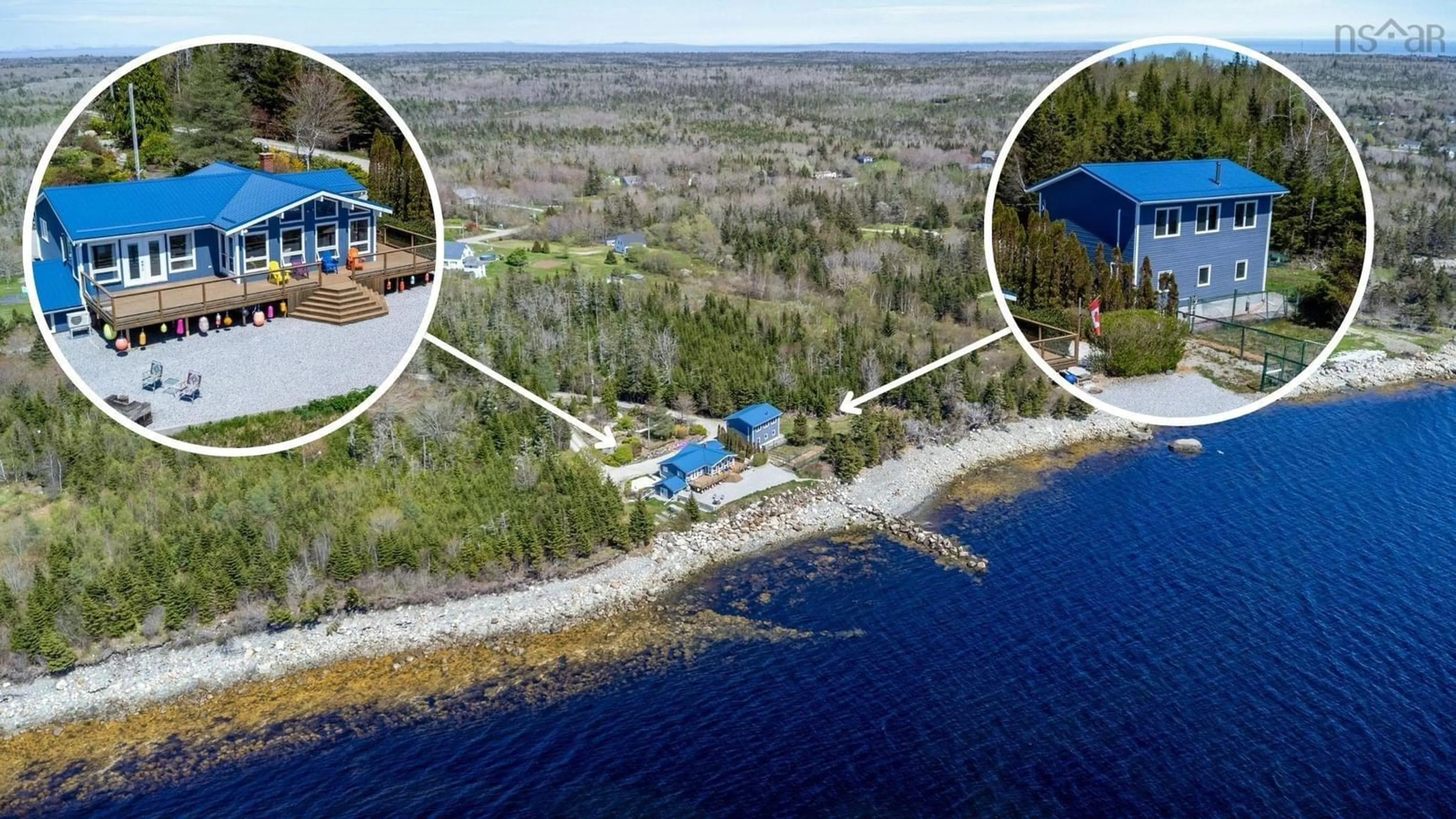 A pic from outside/outdoor area/front of a property/back of a property/a pic from drone, water/lake/river/ocean view for 1904 Sandy Point Rd, Sandy Point Nova Scotia B0T 1W0