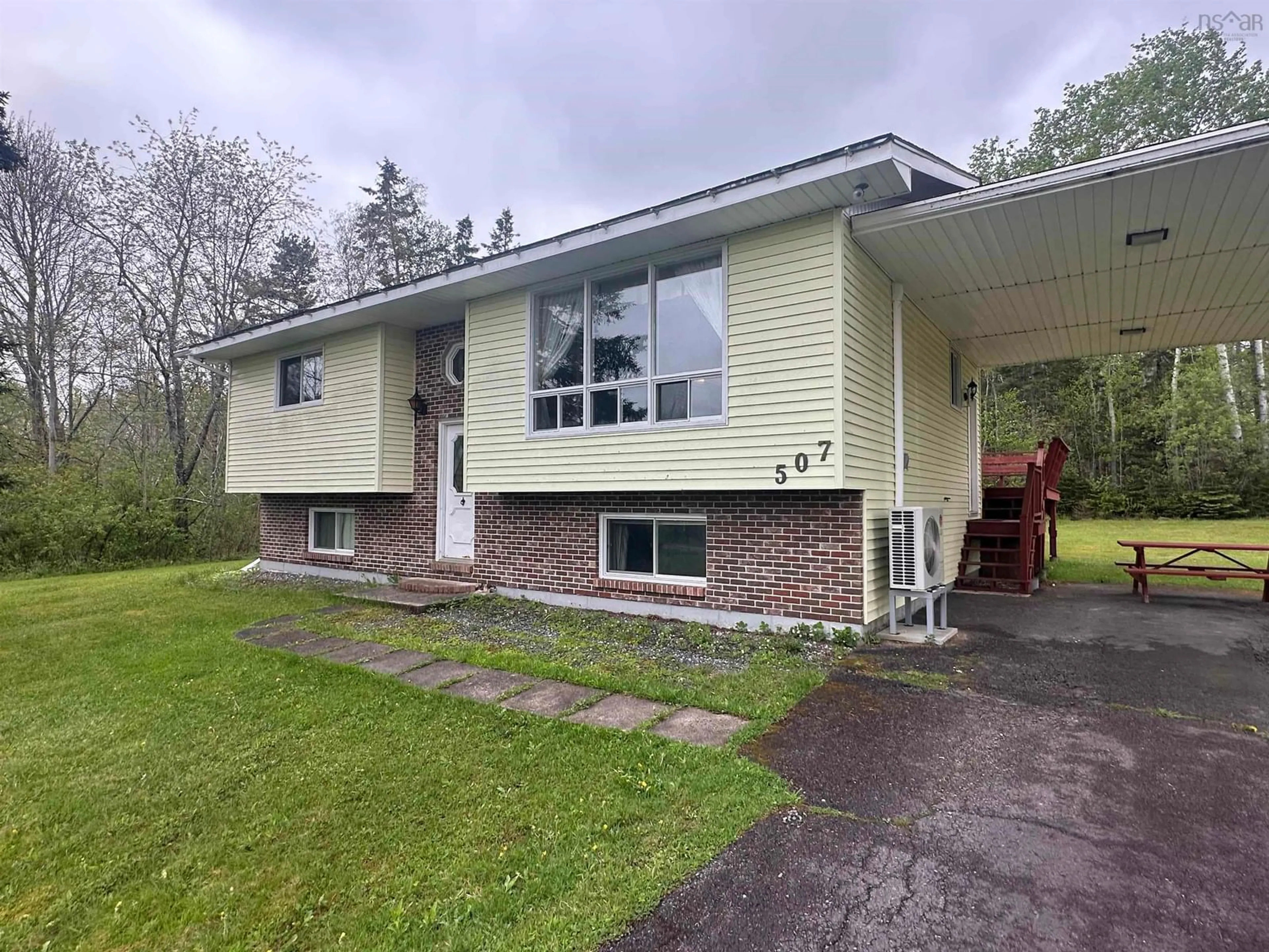 Home with vinyl exterior material, street for 507 Alma Rd, Sylvester Nova Scotia B0K 2A0