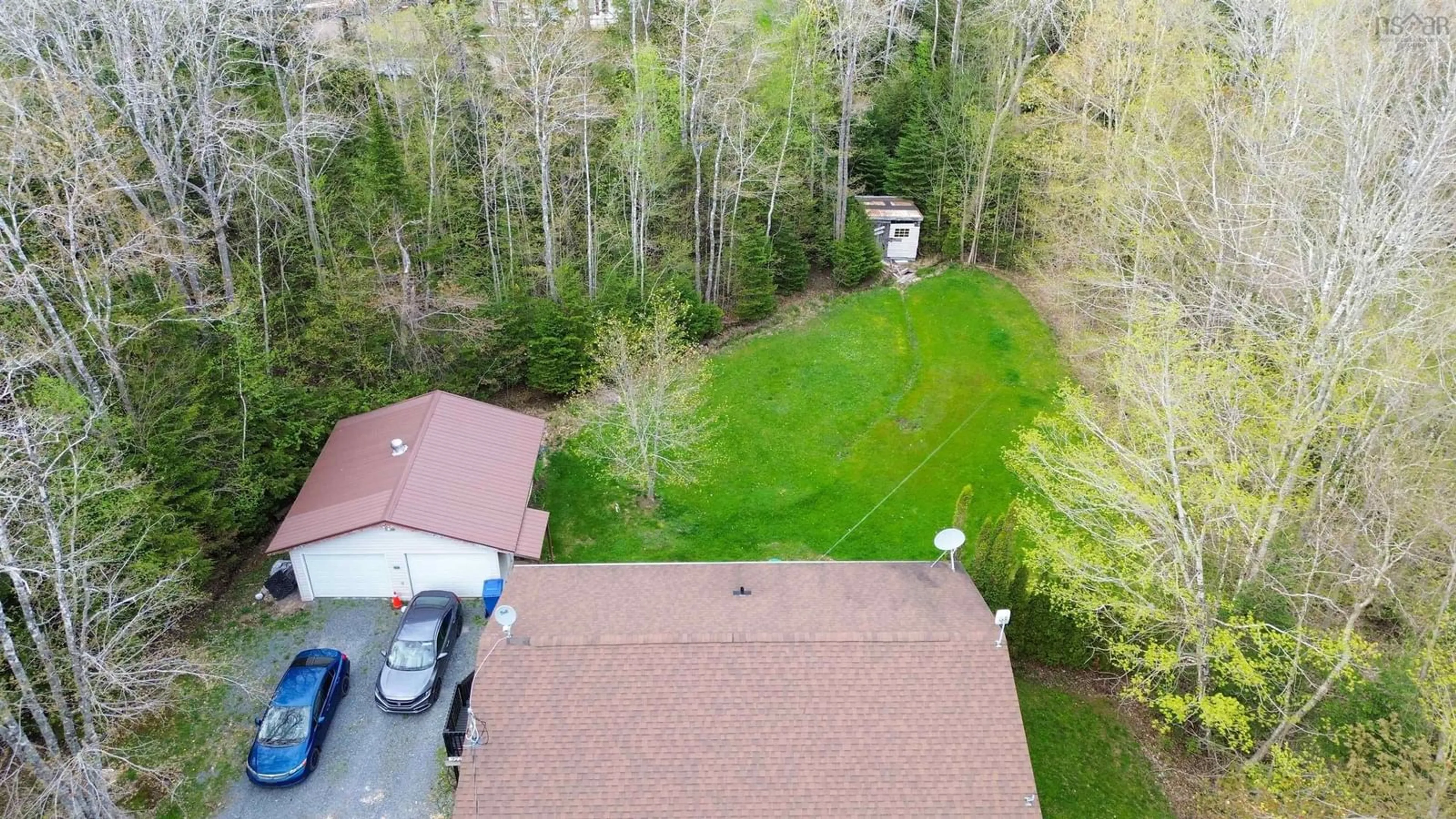 A pic from outside/outdoor area/front of a property/back of a property/a pic from drone, forest/trees view for 977 Shortts Lake West Rd, Shortts Lake Nova Scotia B0N 2J0