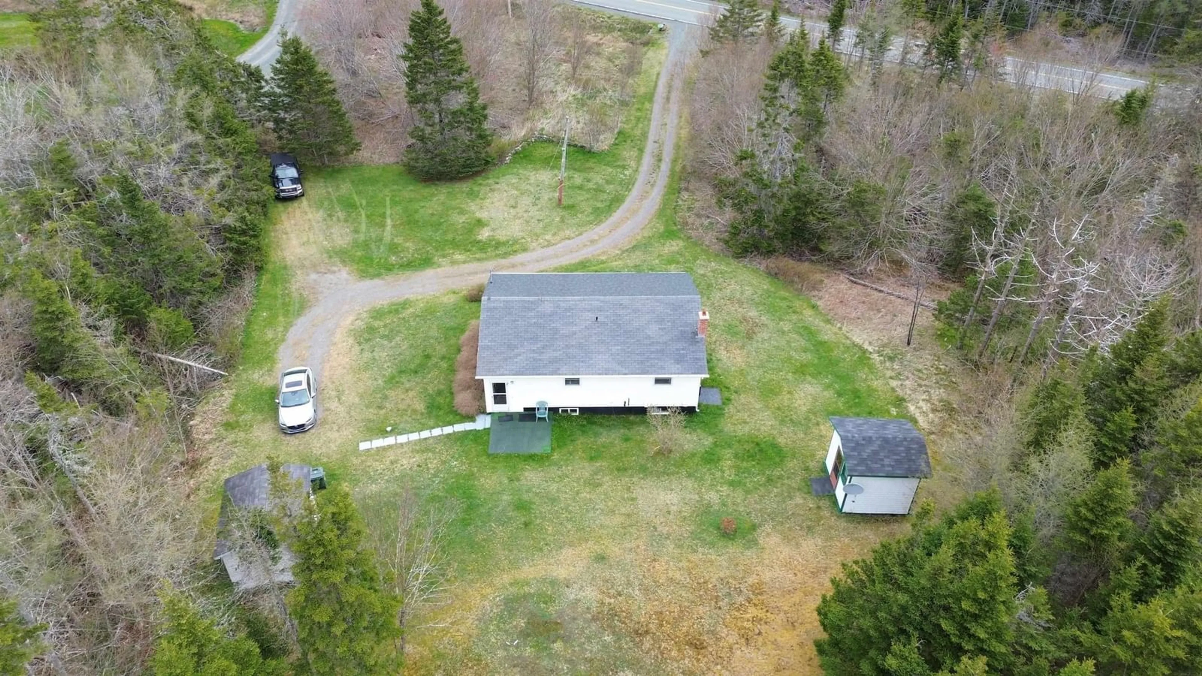 A pic from outside/outdoor area/front of a property/back of a property/a pic from drone, unknown for 6954 Highway 327, French Road Nova Scotia B1K 2A6